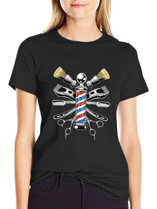 Barber Pole Graphic Tee - Classic Barber Design