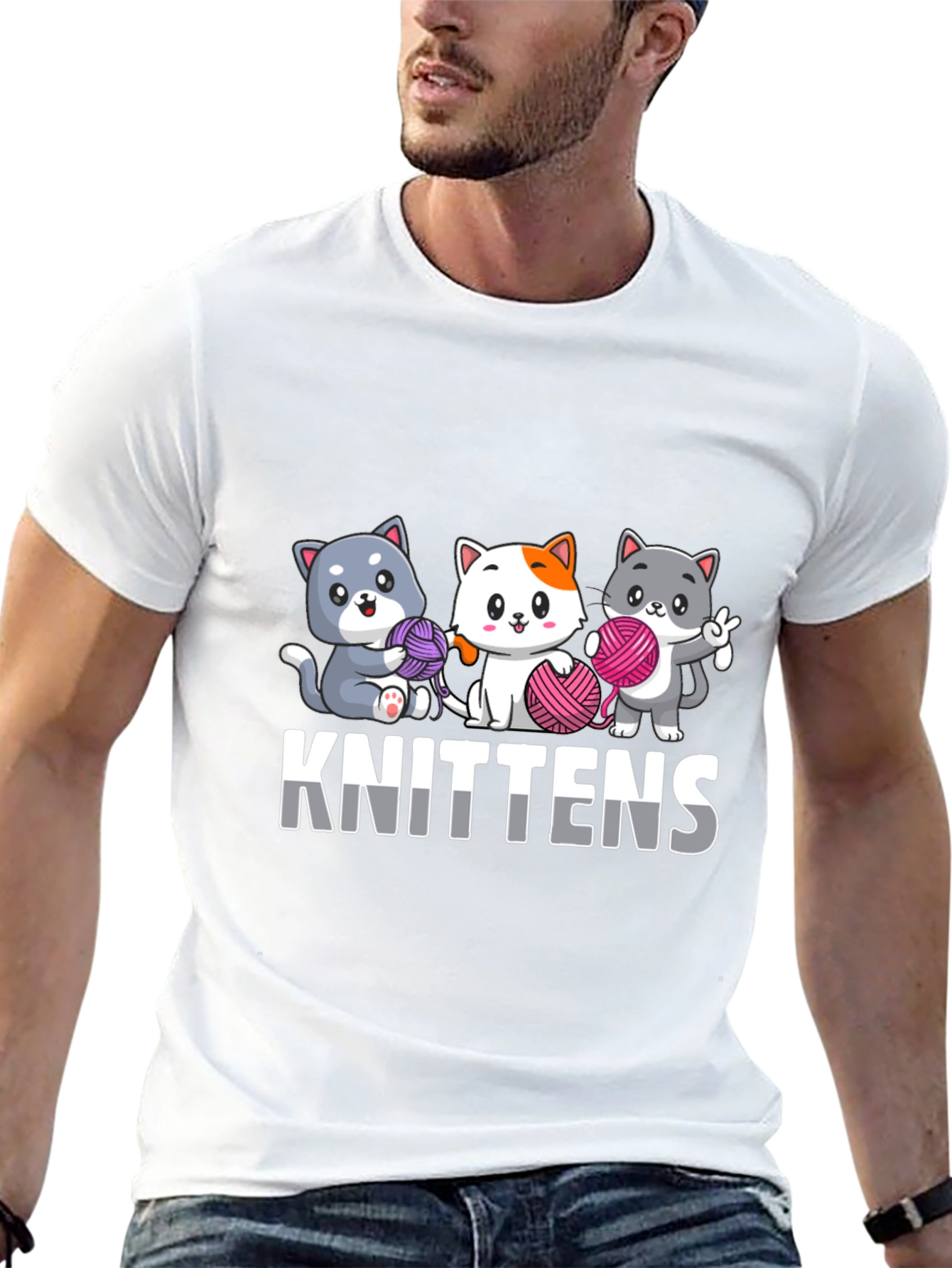 Knit-tens T-Shirt Cat Knitting Tee