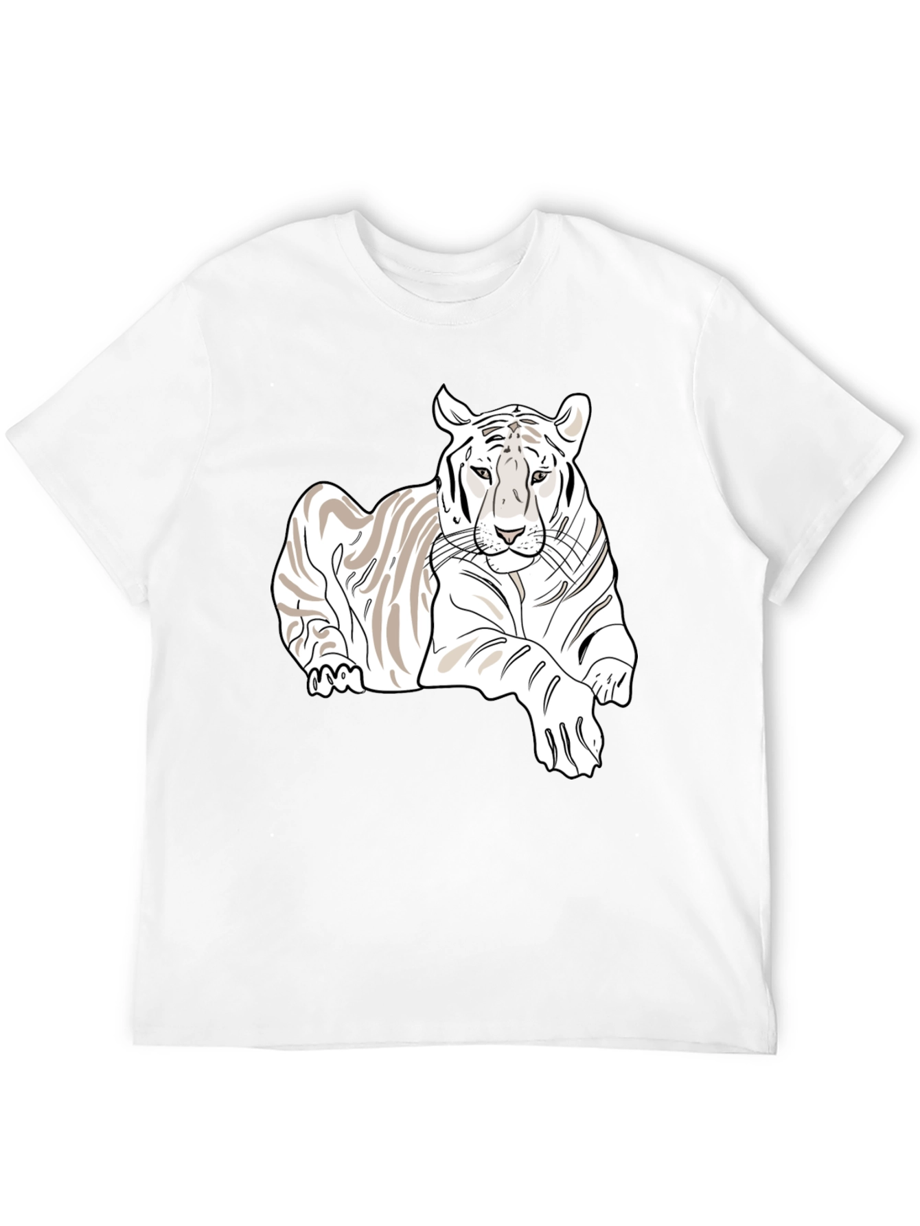White Tiger Graphic Tee - Stylish Mens Black T-Shirt