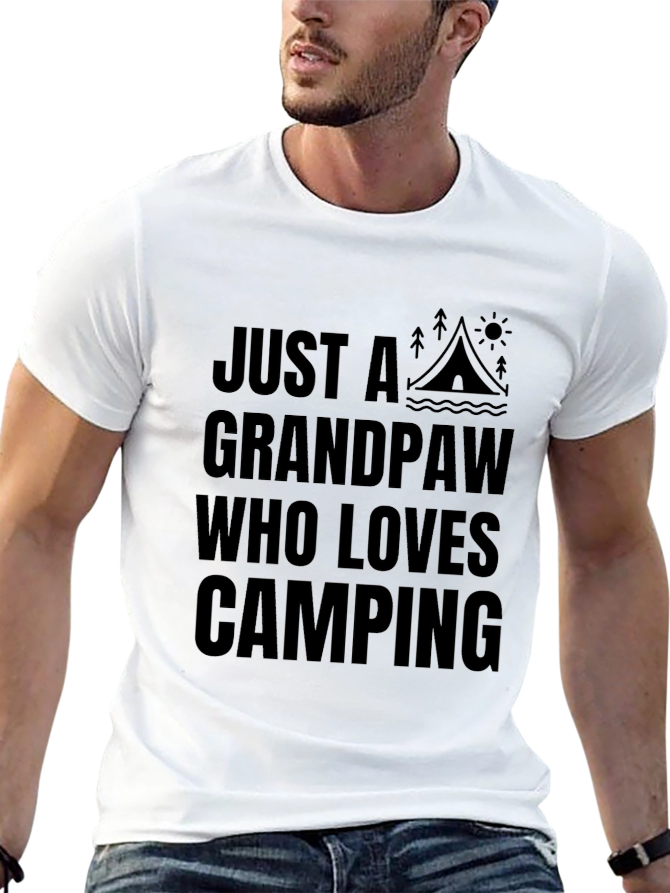 Grandpaw Loves Camping Graphic Tee - Black Cotton Shirt