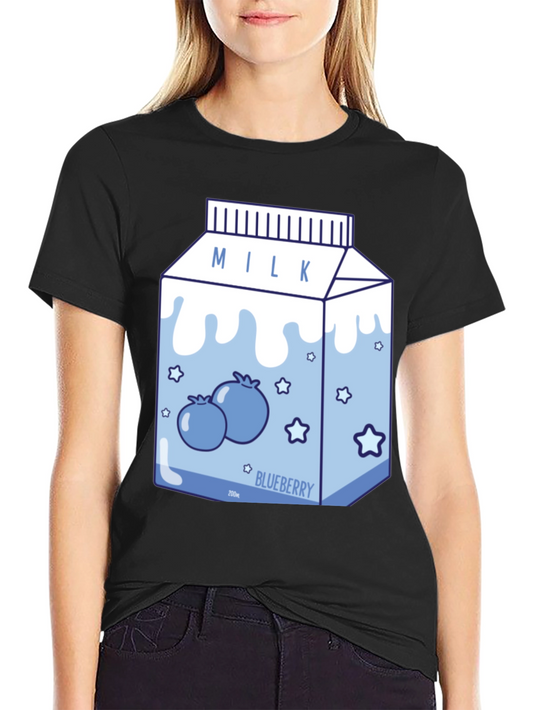 Blueberry Milk Cartoon T-Shirt