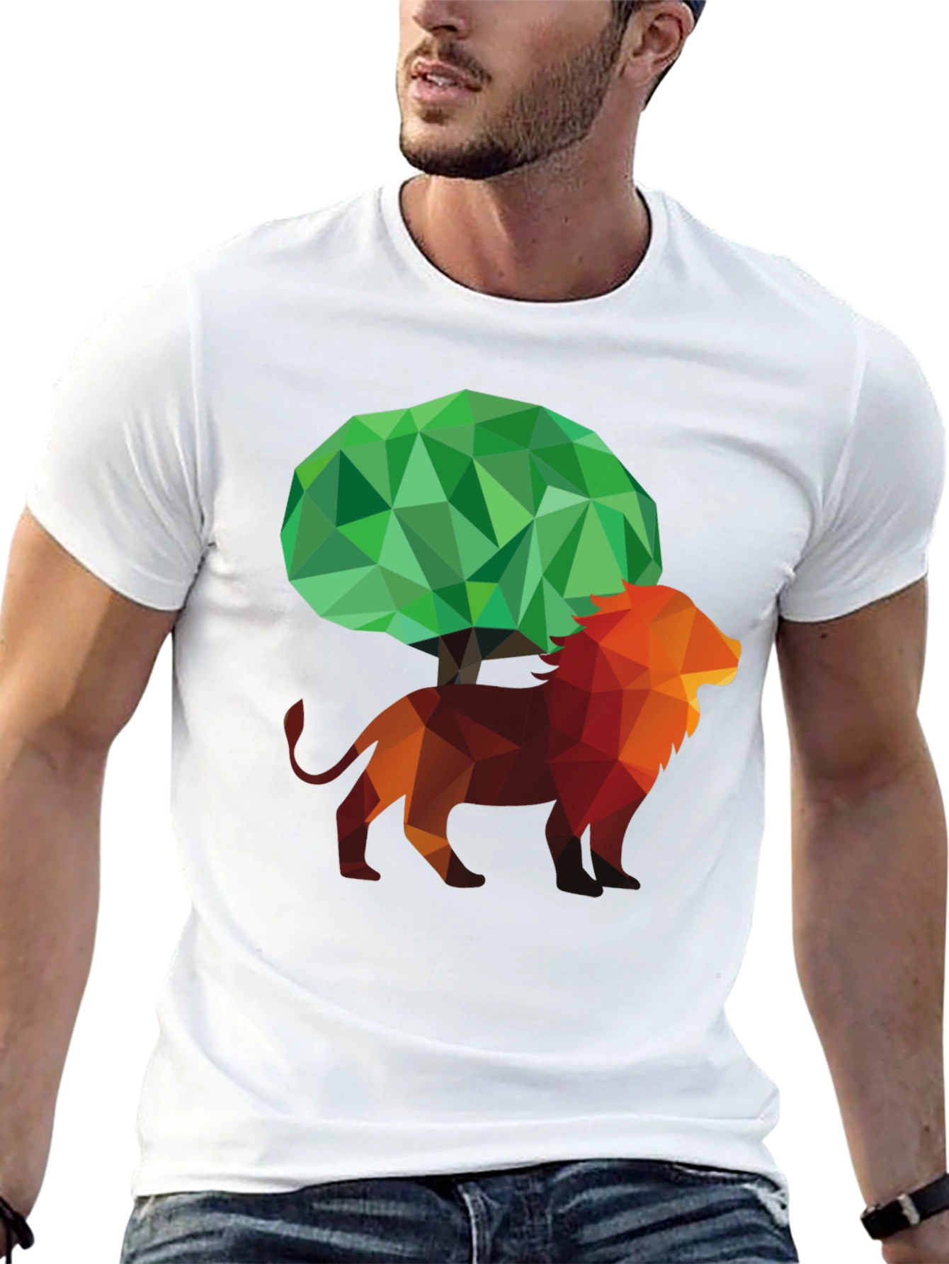 Abstract Lion & Tree Graphic T-Shirt - Unique Design