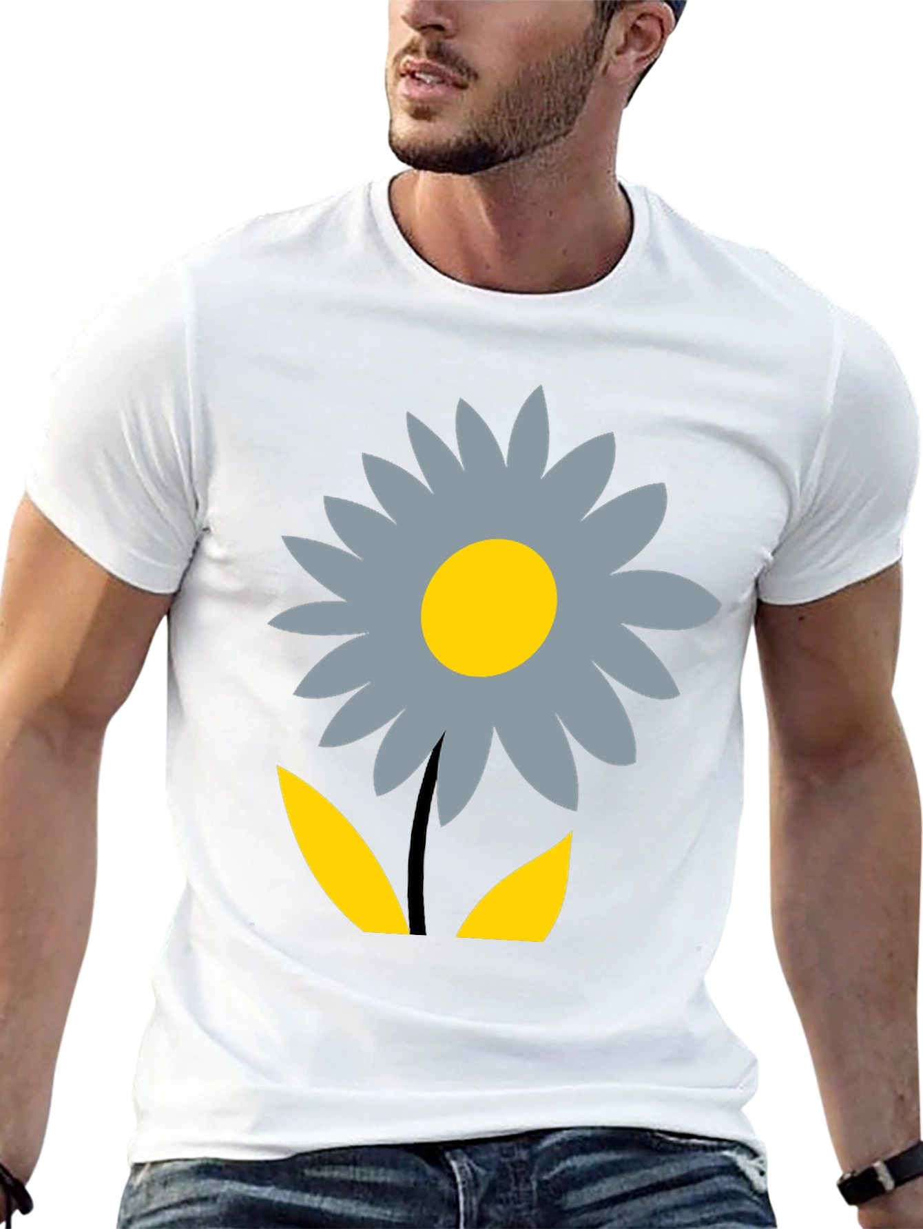 Floral Graphic Print T-Shirt - Casual Black Tee