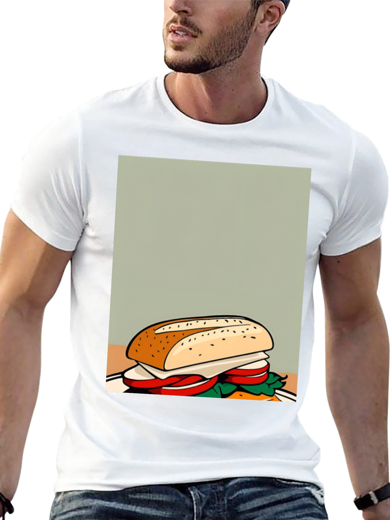 Sandwich Graphic Tee - Unisex Casual Black T-Shirt