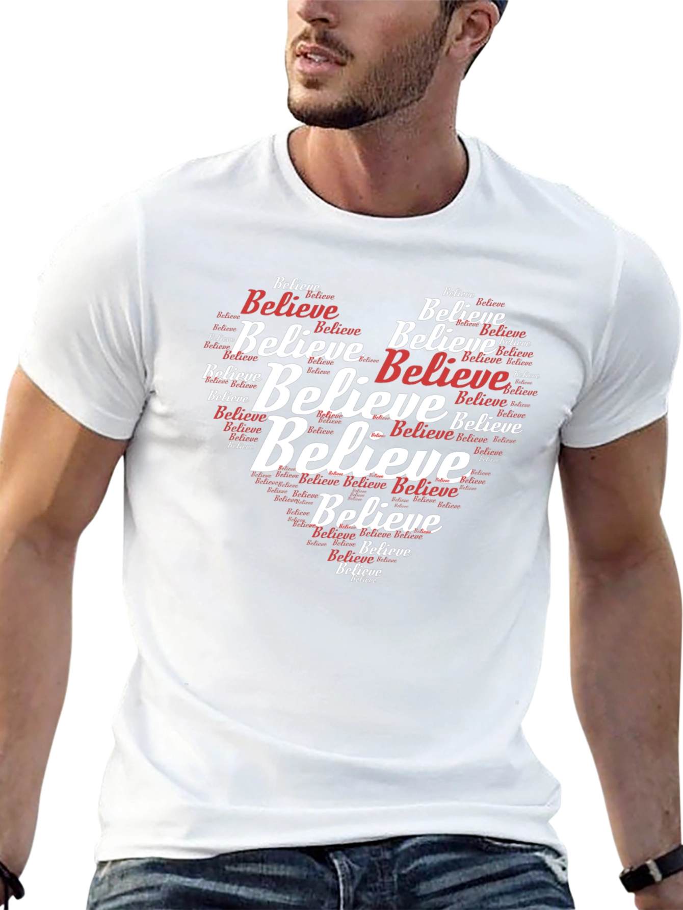 Believe Graphic Tee - Heart Word Cloud
