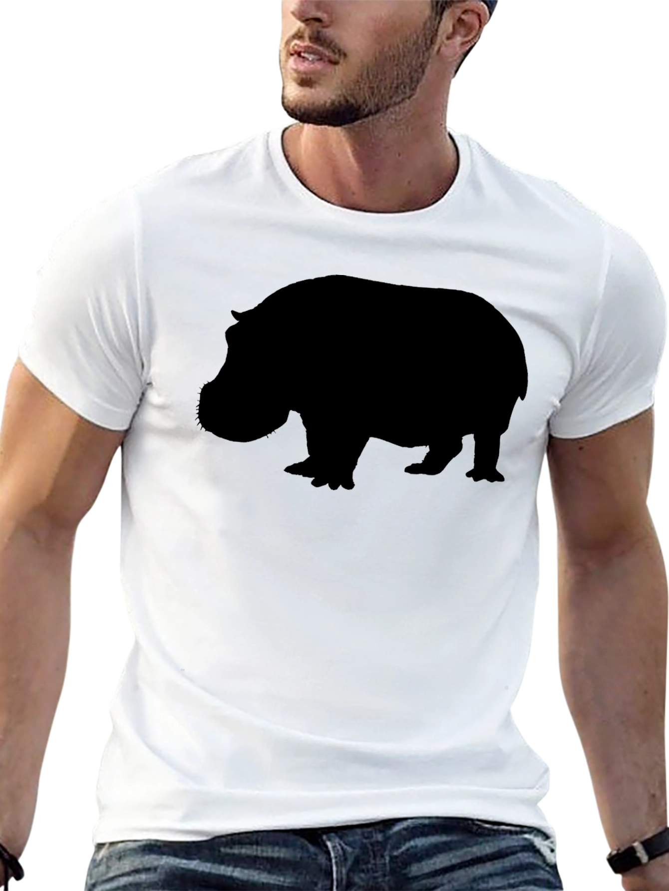 Hippo Silhouette Graphic Tee - Unisex Black T-Shirt