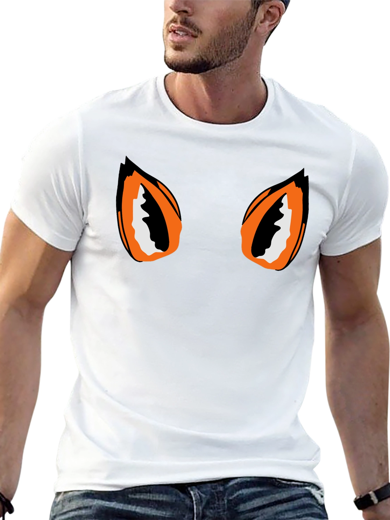 Black Tee with Graphic Eyes Design