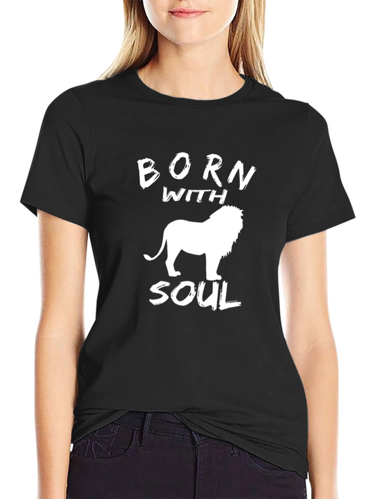 Born With Soul Graphic T-Shirt - Lion Design