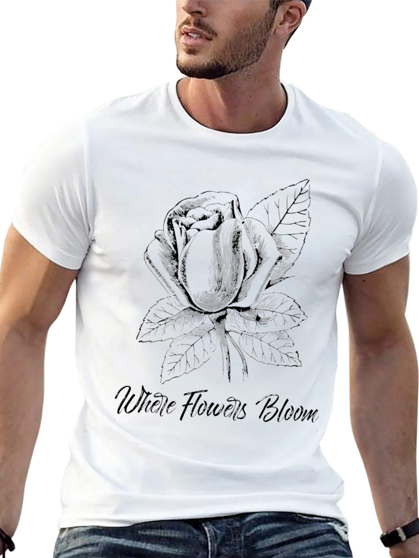 Floral Bloom Tee - Black Graphic T-Shirt