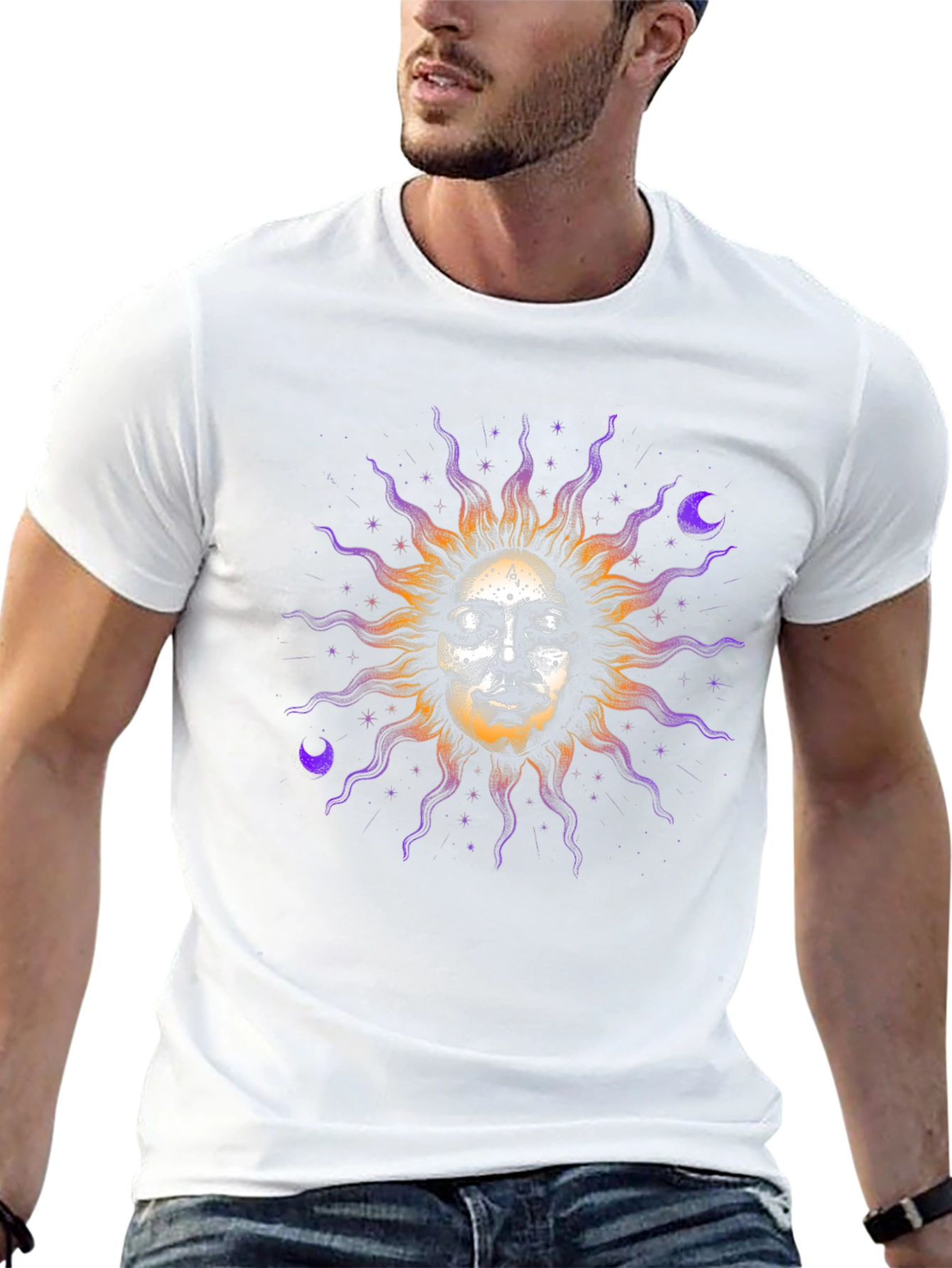 Celestial Sun Face Graphic Tee
