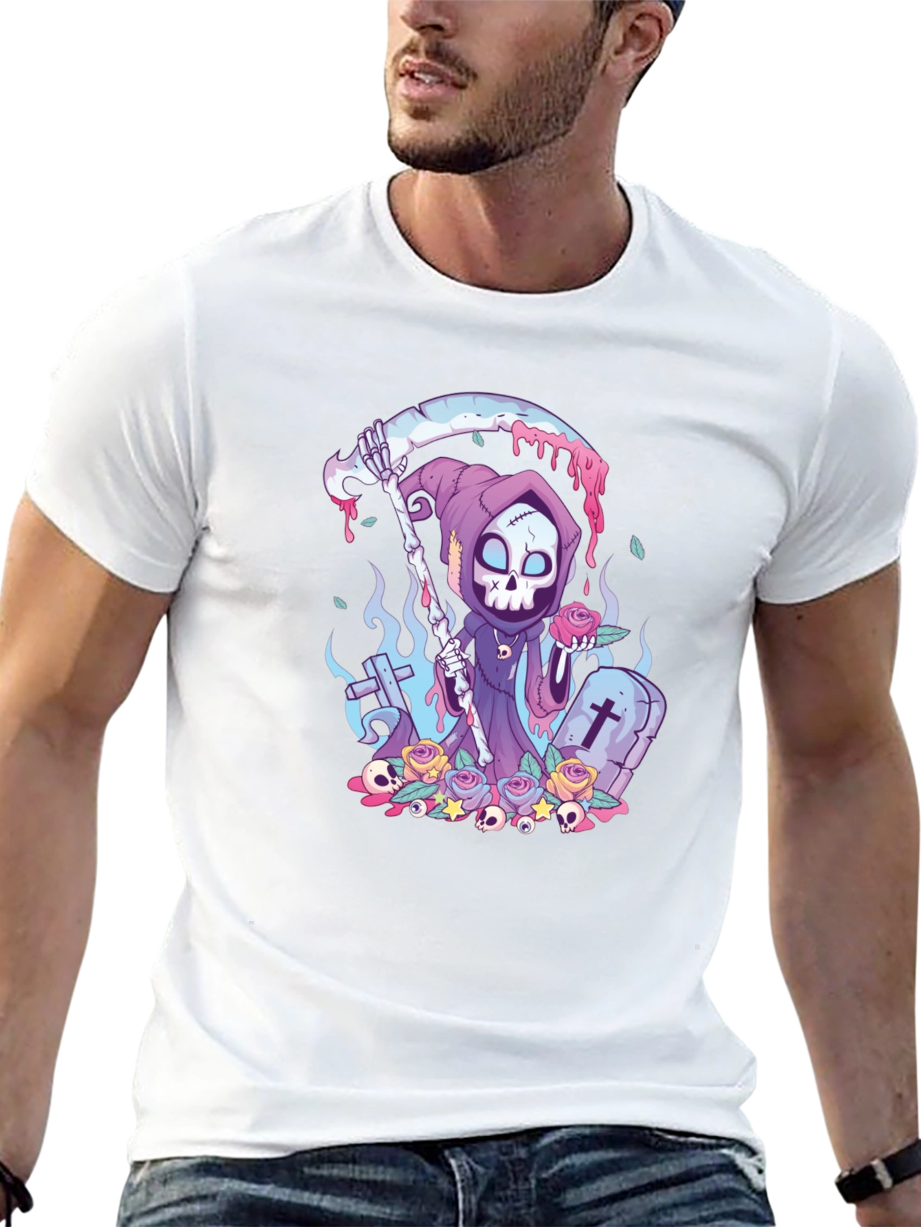 Grim Reaper Graphic Tee - Cartoon Death T-Shirt
