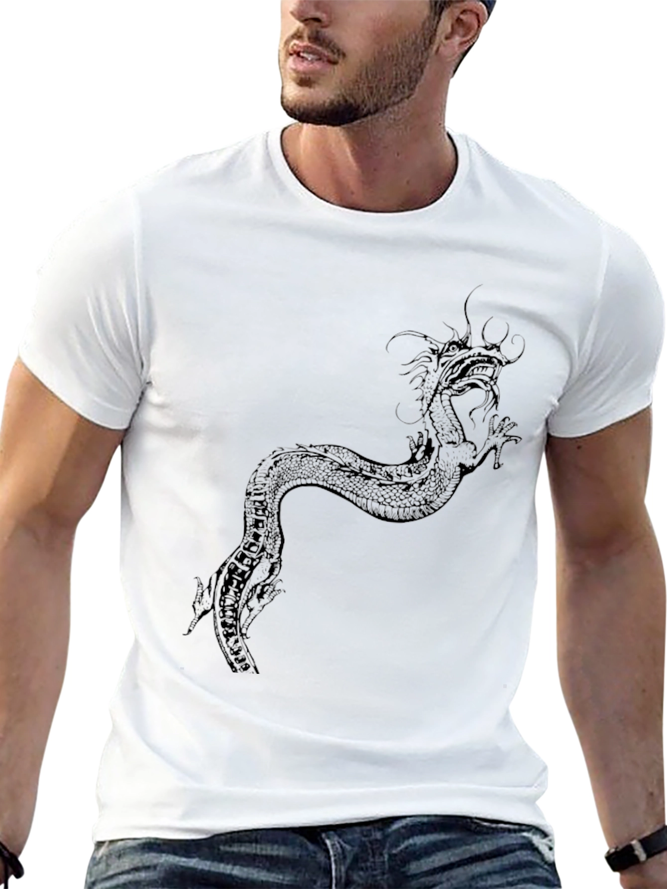 Black Dragon Graphic Tee - Mens Casual T-Shirt