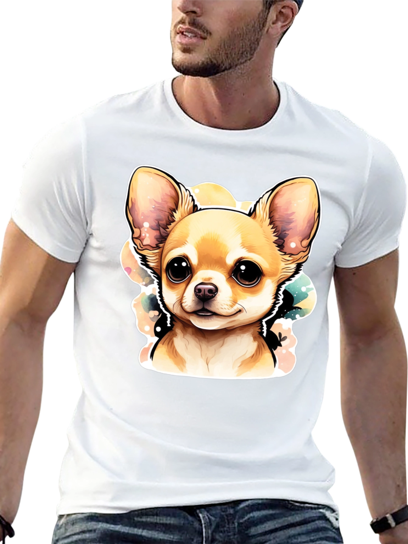 Cute Chihuahua Dog Graphic Black T-Shirt