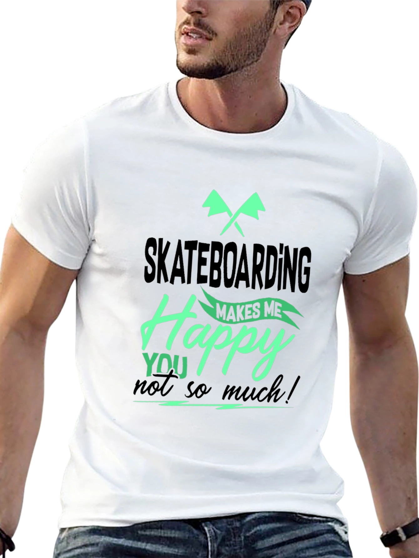 Skateboarding Makes Me Happy Graphic Tee