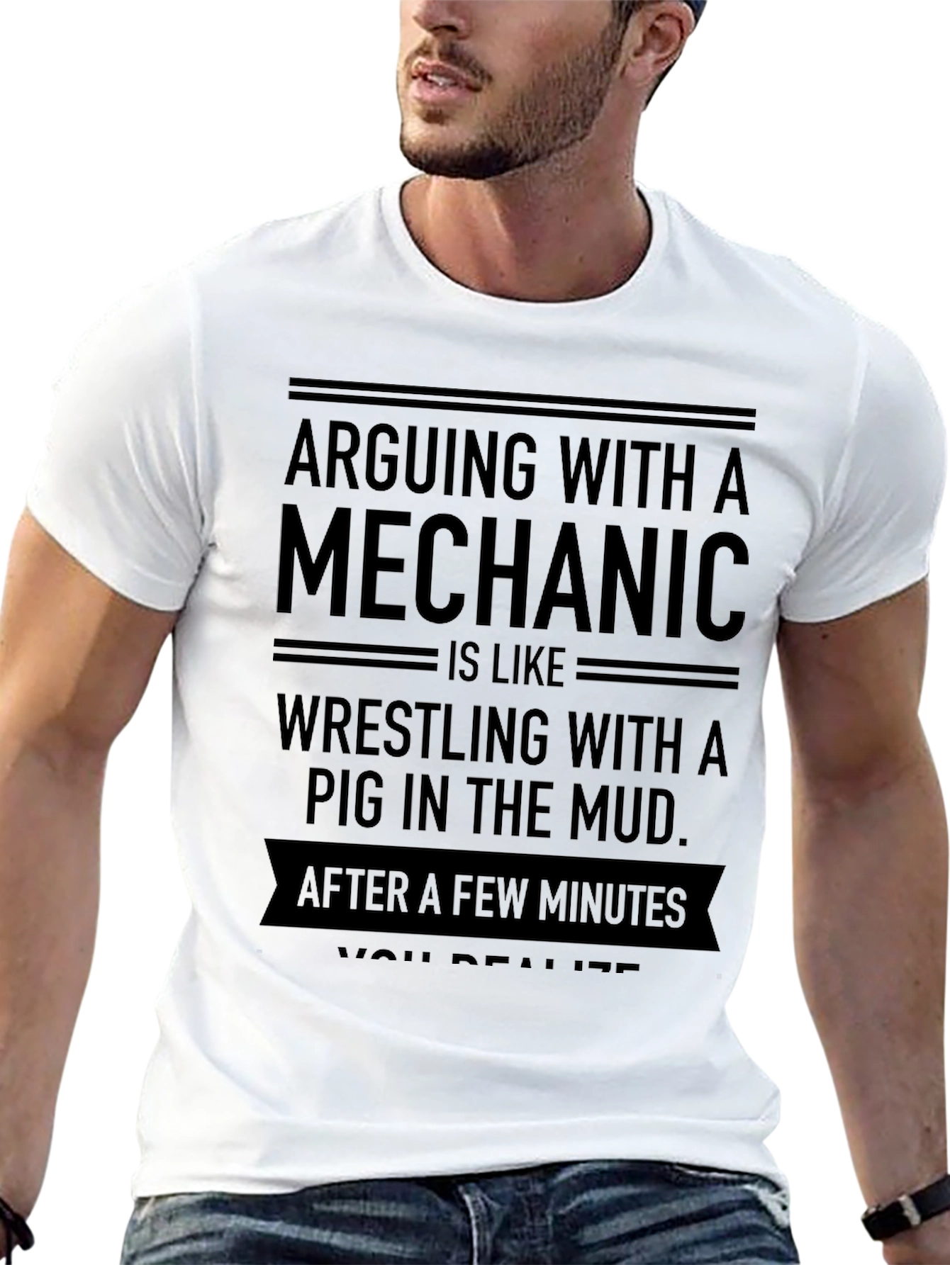 Mechanic Pig Mud Mens T-Shirt