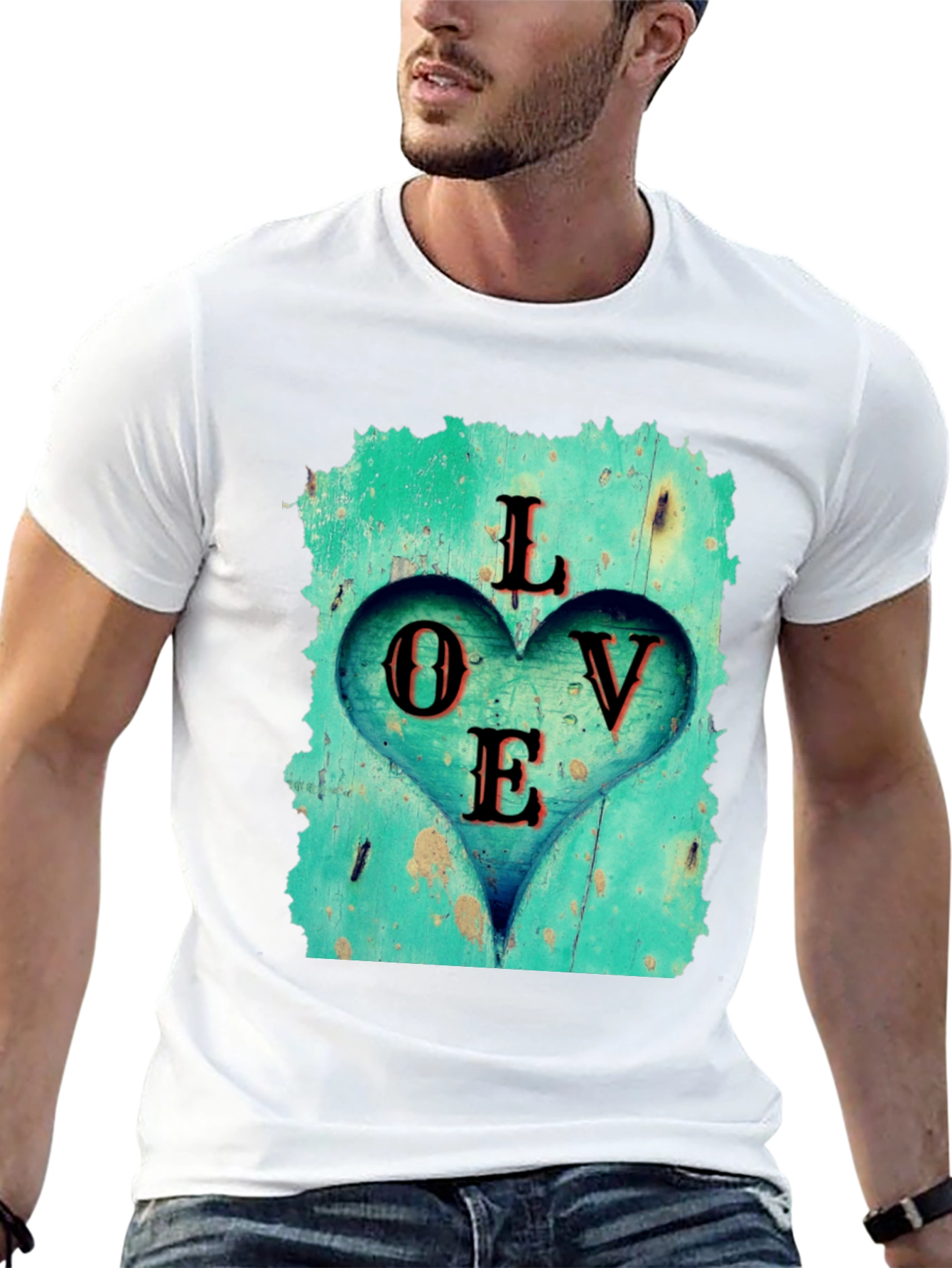 Love Heart Graphic Tee - Black Casual T-Shirt