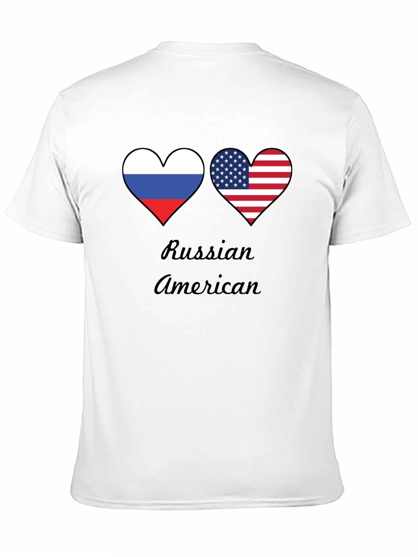 Russian American Pride T-Shirt - Flag Heart Design