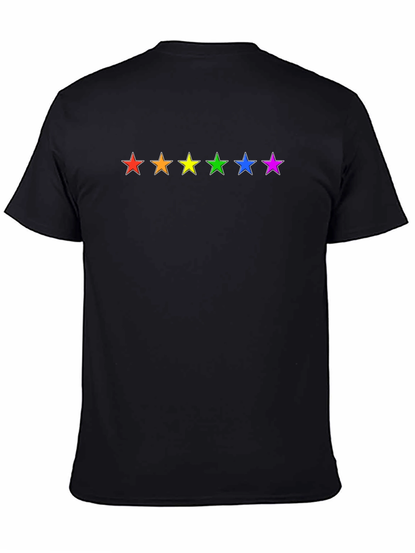 Rainbow Star Pride T-Shirt - Black Crew Neck