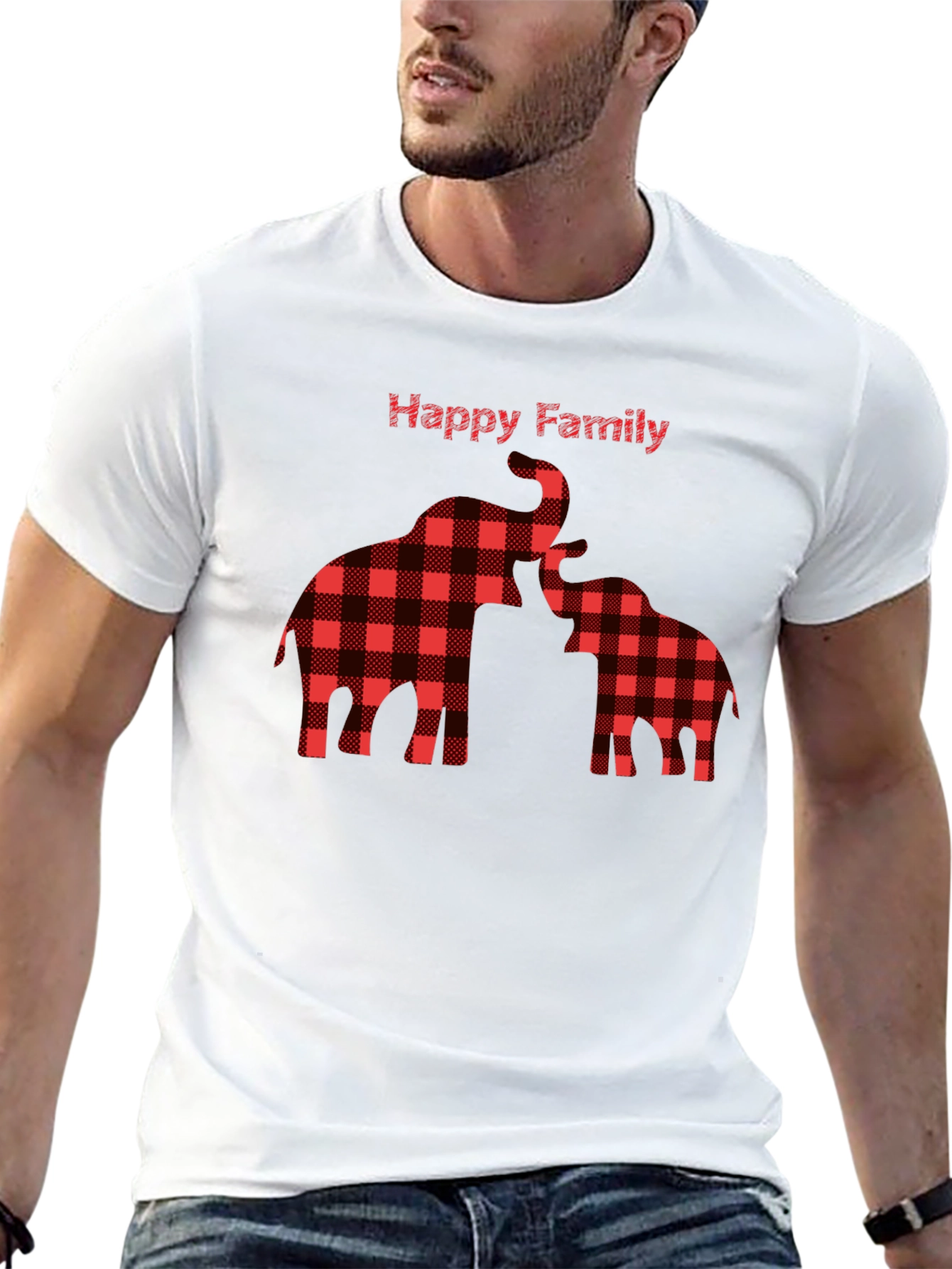 Happy Family Plaid Elephant T-Shirt