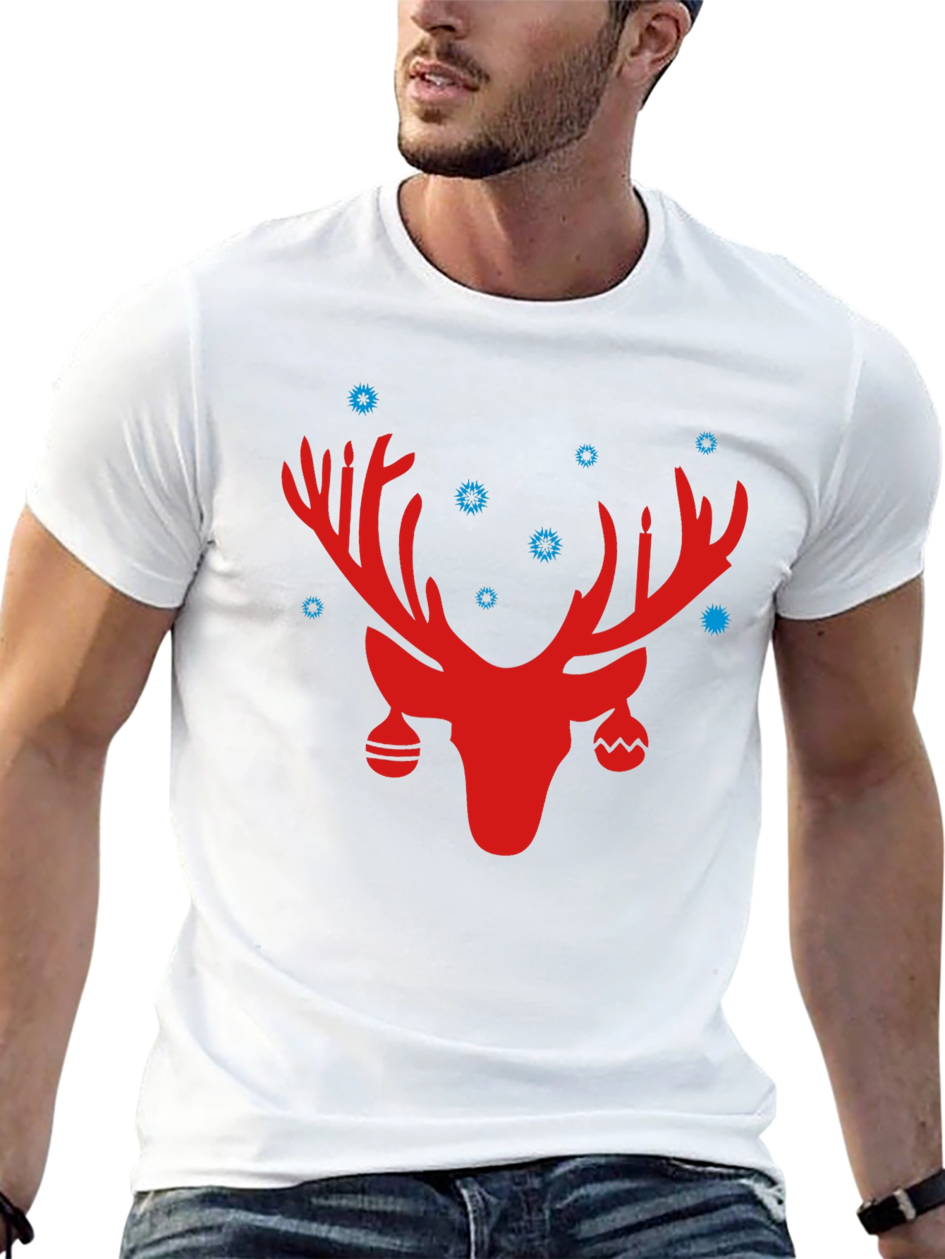 Festive Reindeer Graphic Tee - Holiday Style