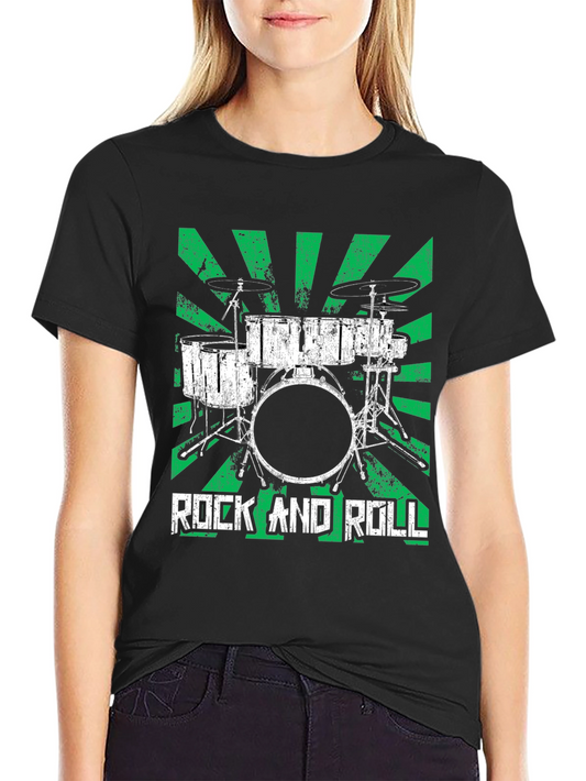 Rock and Roll Drum Set T-Shirt - Greenburst Design