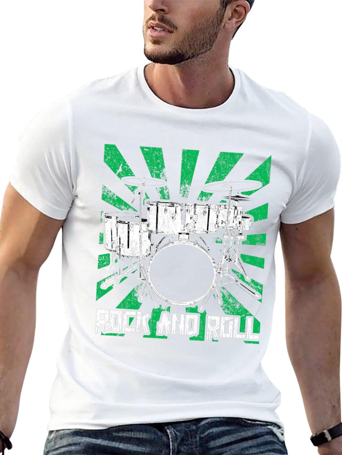 Rock and Roll Drum Set T-Shirt - Greenburst Design