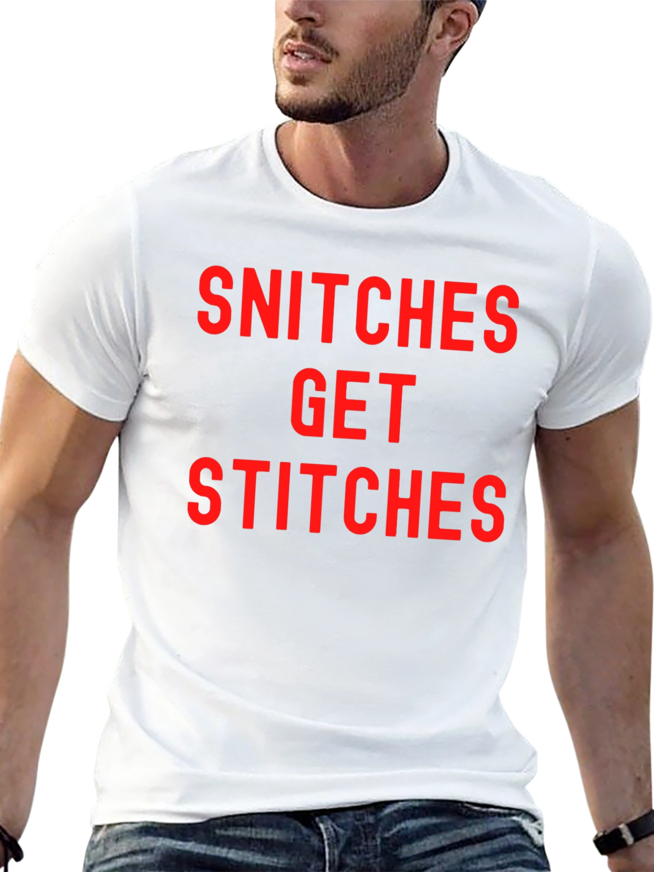 Snitches Get Stitches Black Graphic Tee