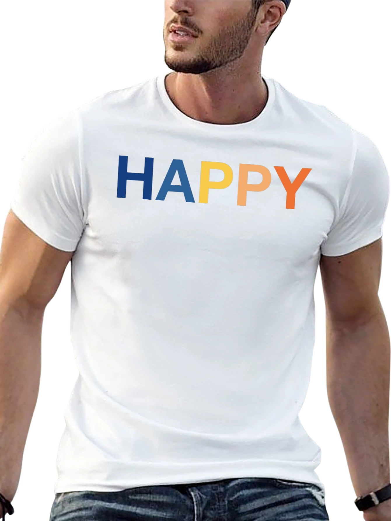 Happy Graphic Black T-Shirt for Men