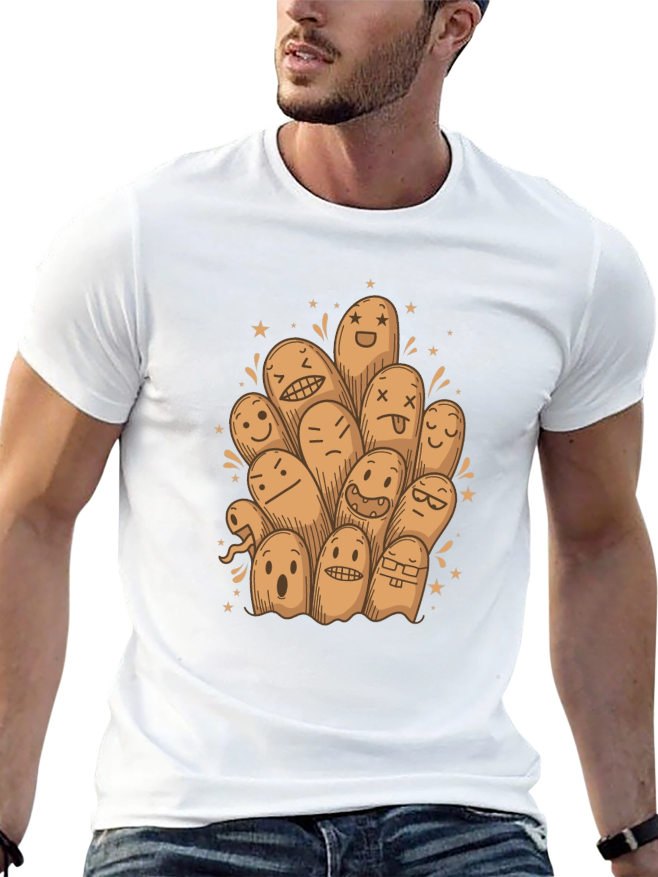 Funny Ghost Doodle Black T-Shirt