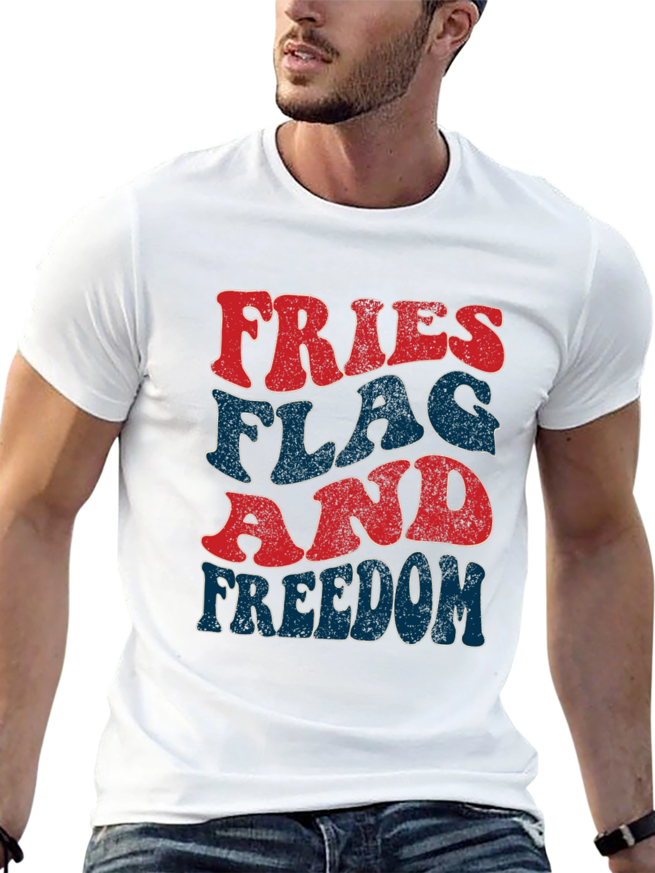 Fries Flag Freedom T-Shirt Patriotic Fourth of July Tee