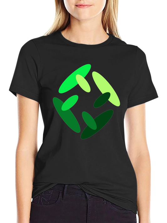 Abstract Green Graphic Print Black T-Shirt