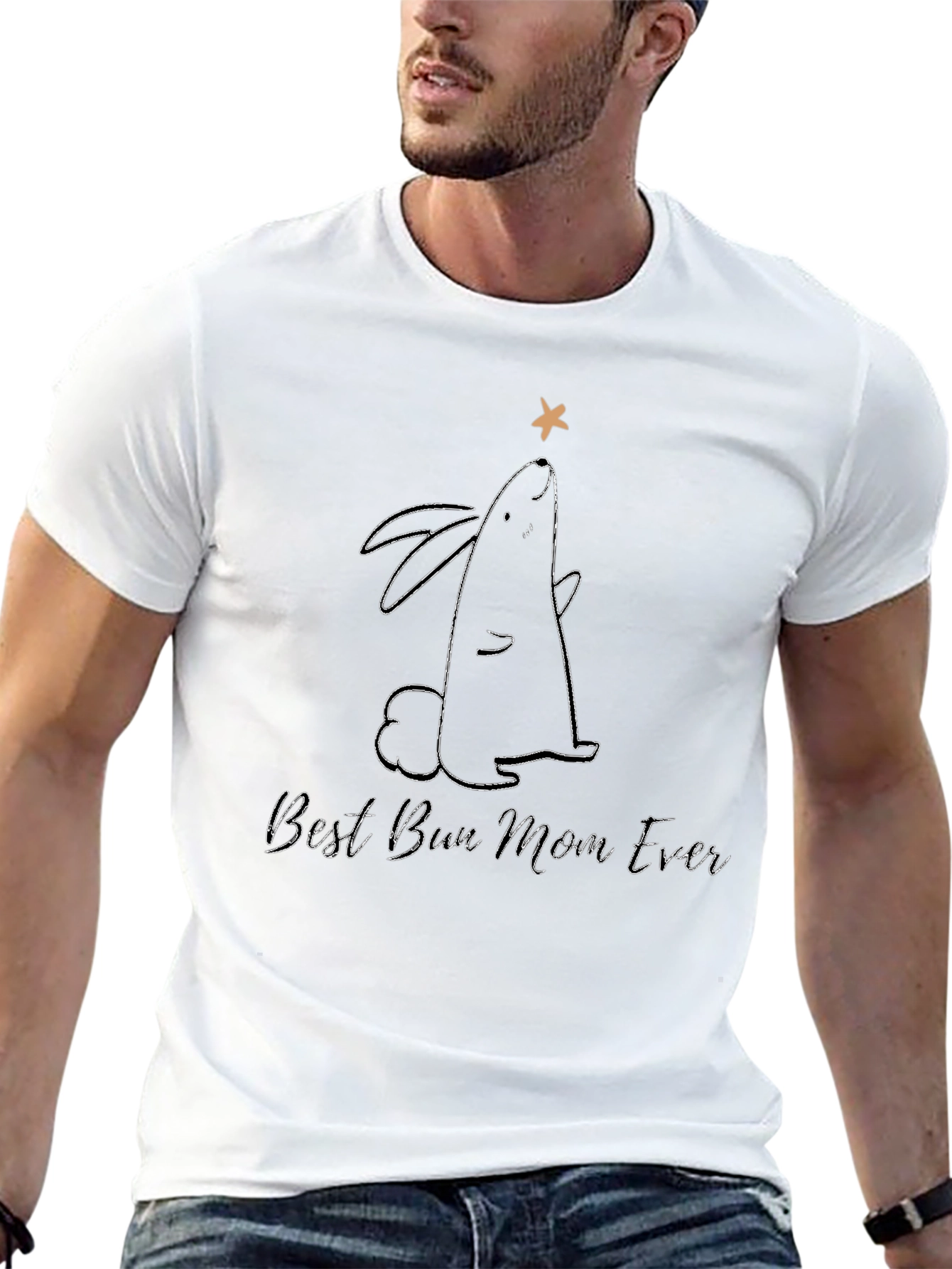 Best Bun Mom Ever T-Shirt - Black Rabbit Graphic