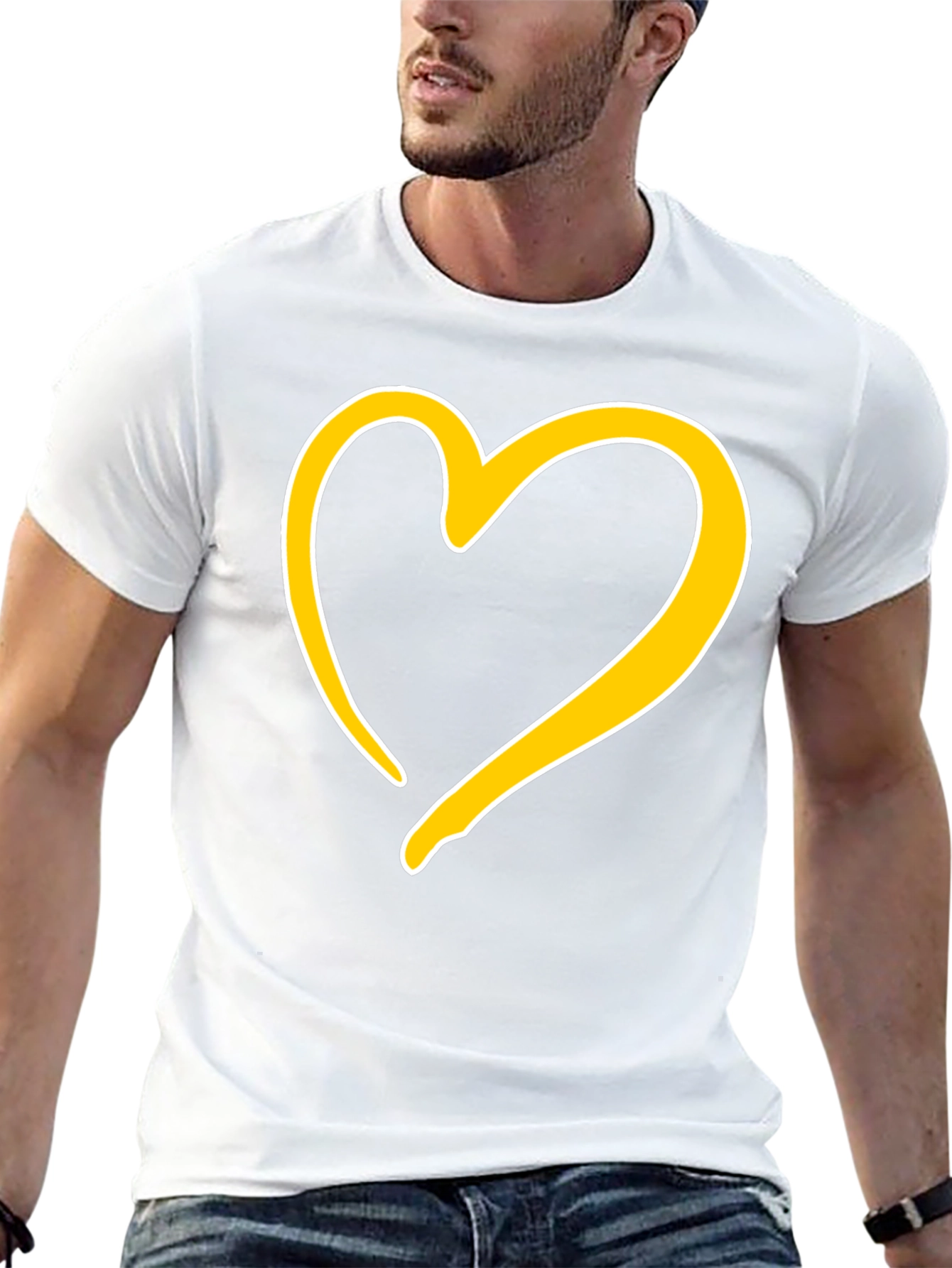 Black T-Shirt with Golden Heart Design