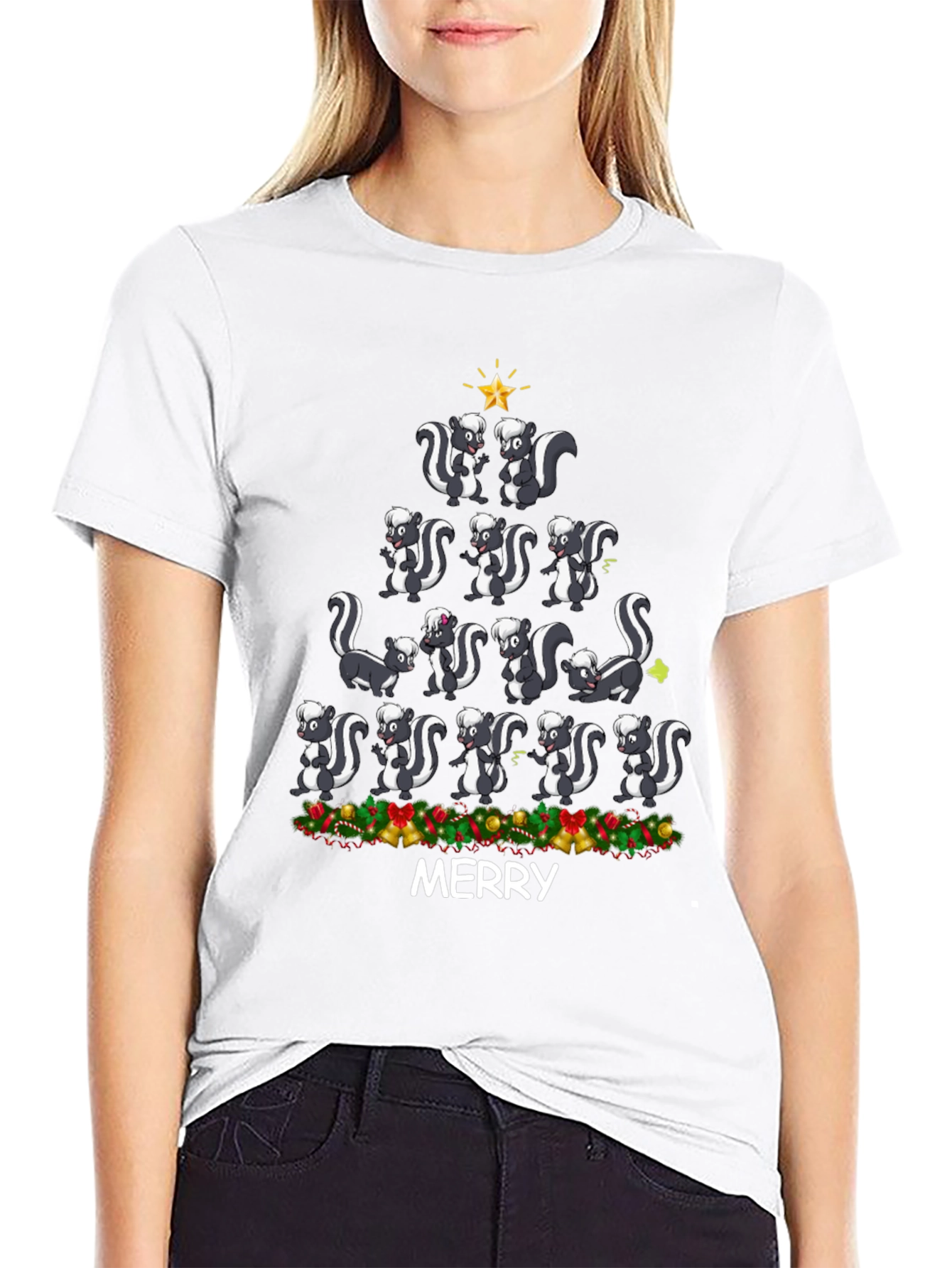 Skunk Merry Christmas T-Shirt