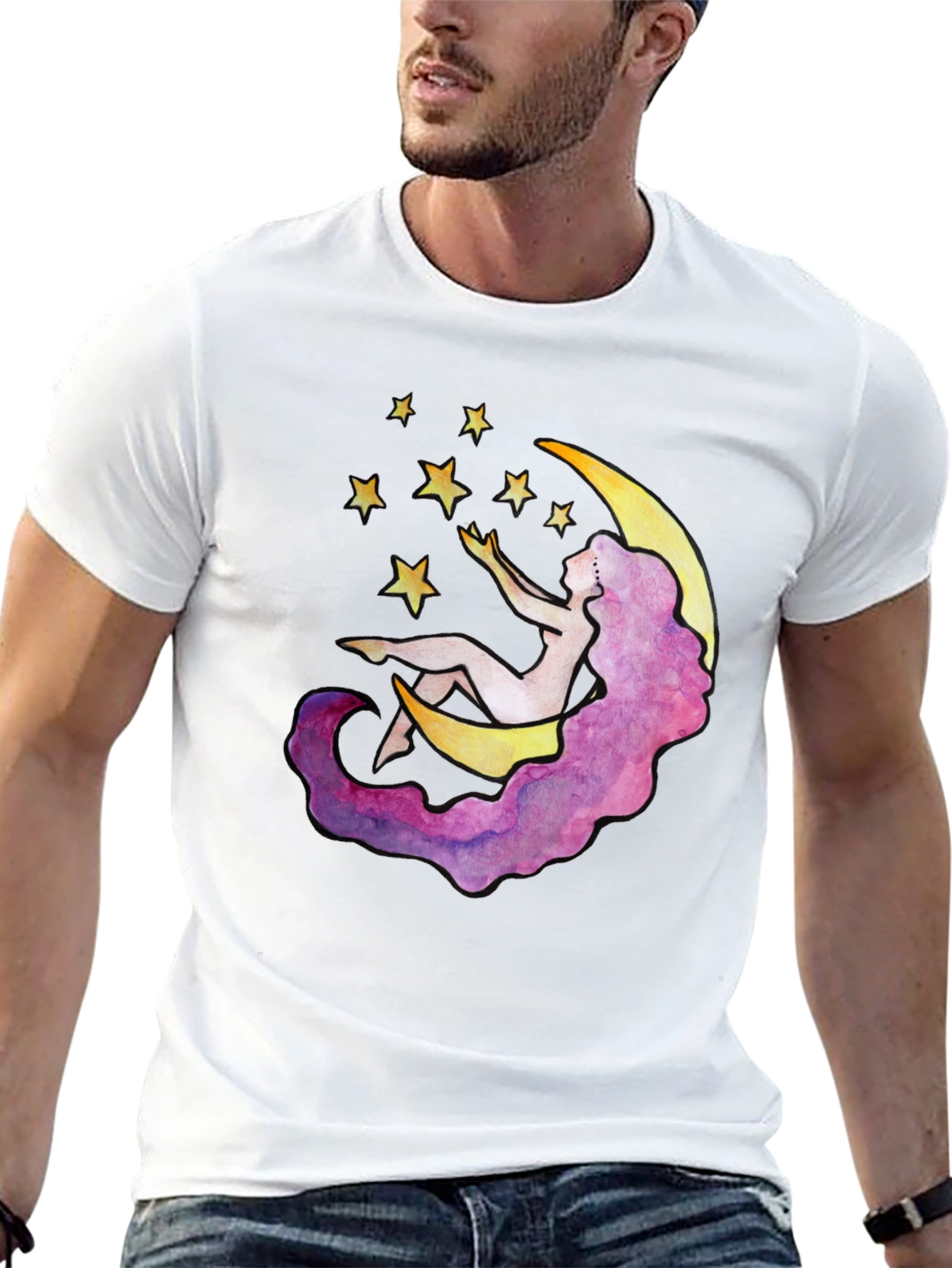 Celestial Dreams T-Shirt - Moon & Stars Design