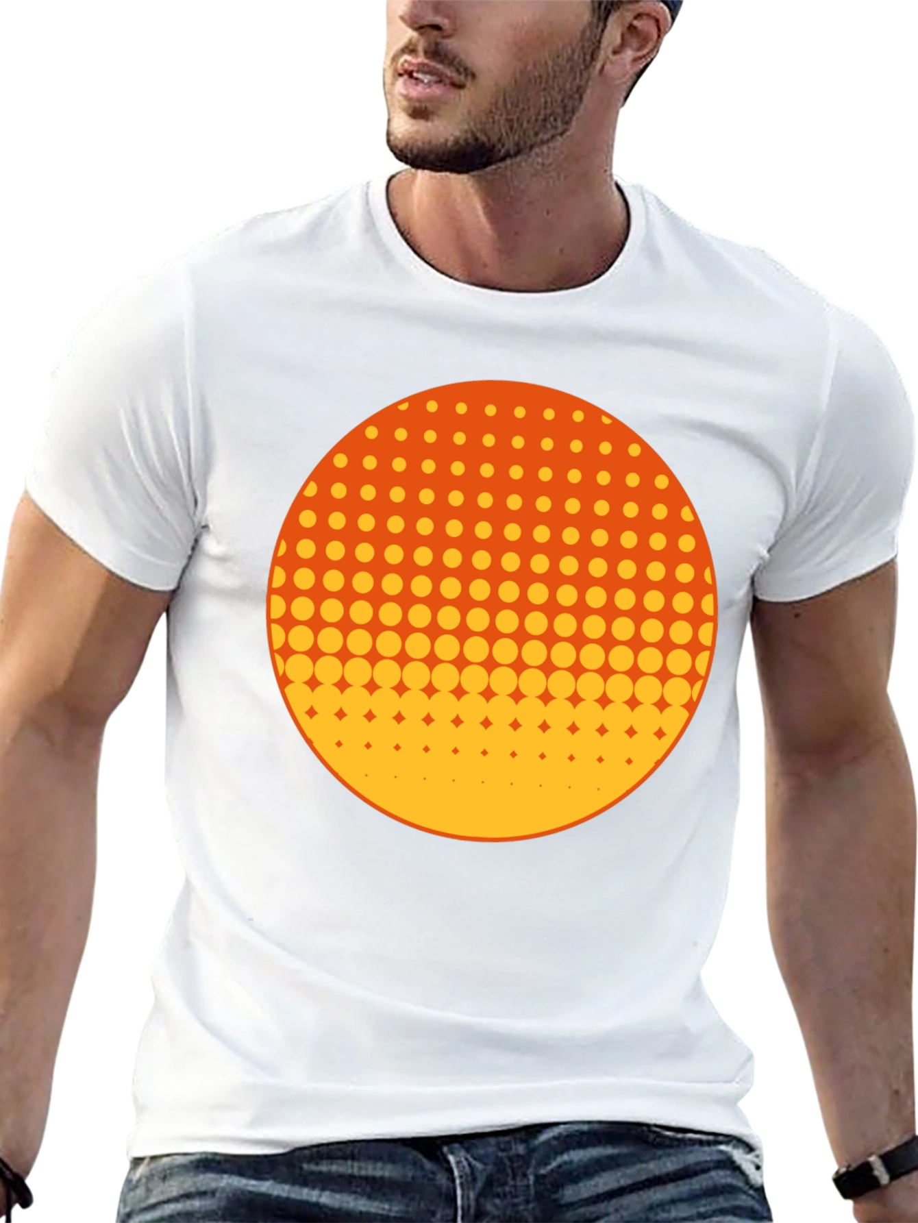 Retro Halftone Circle Graphic Tee - Black