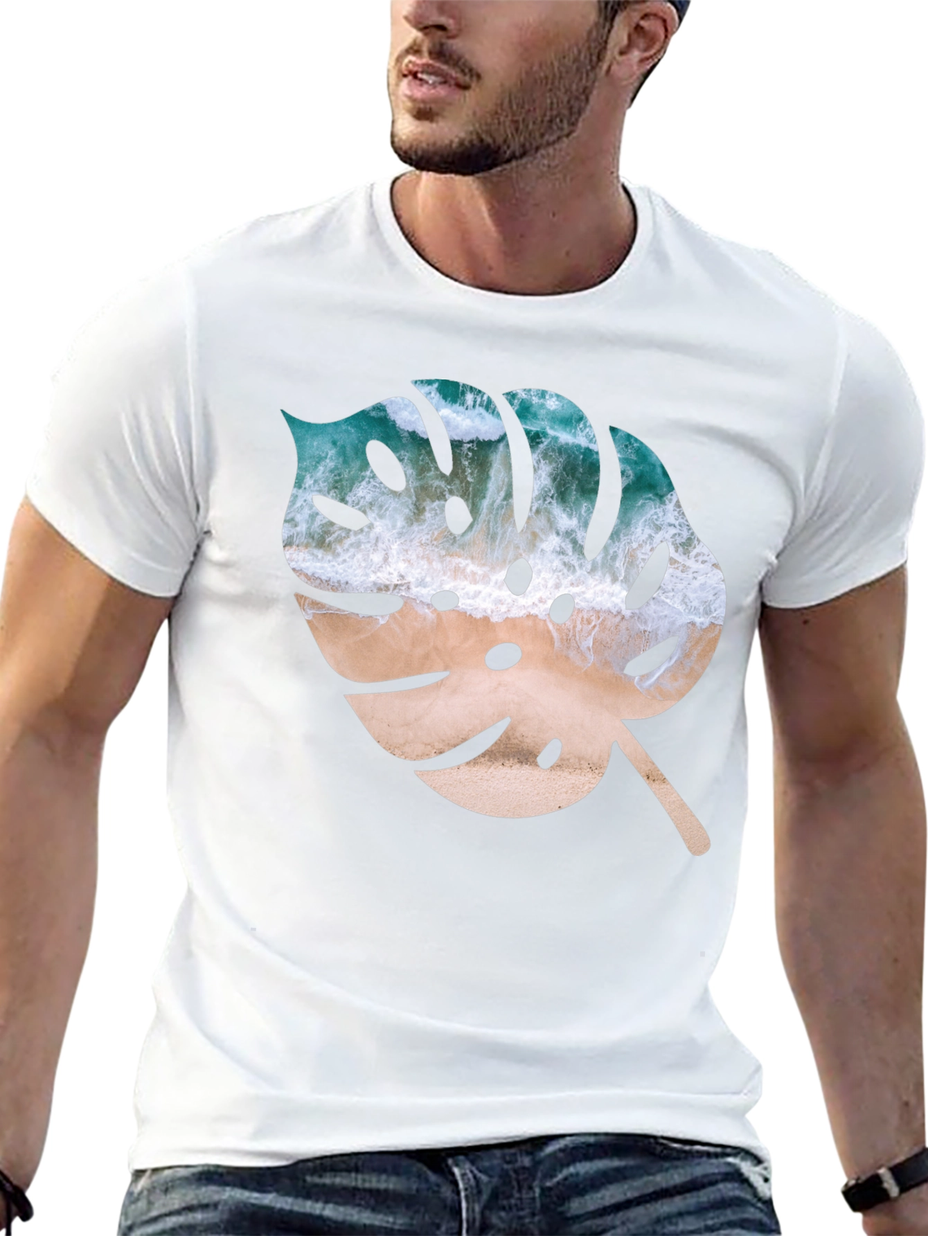 Tropical Monstera Leaf Graphic T-Shirt - Beach Vibes