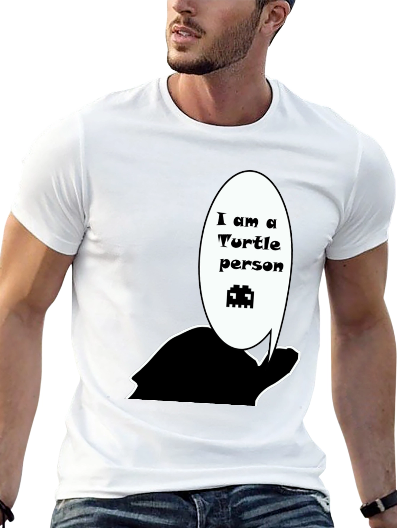 Turtle Person Graphic Black T-Shirt
