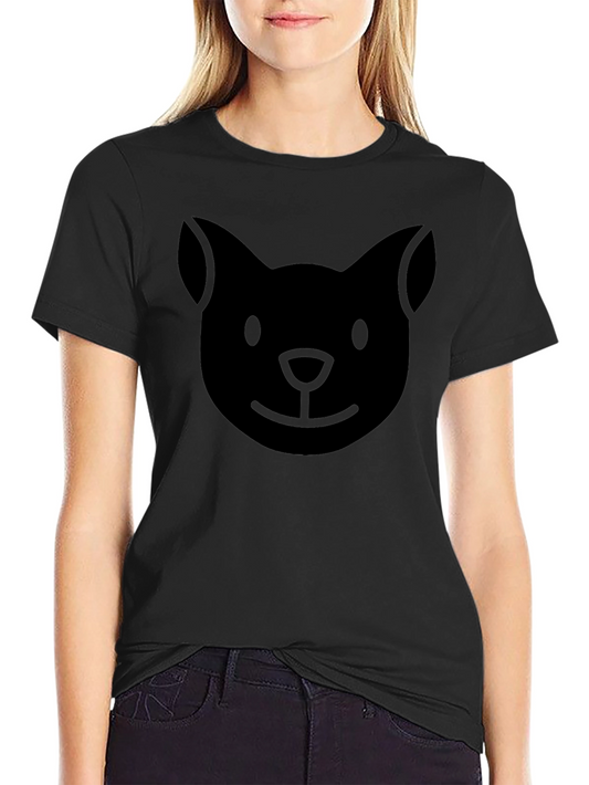 Black Cat Face Graphic T-Shirt - Casual Comfort