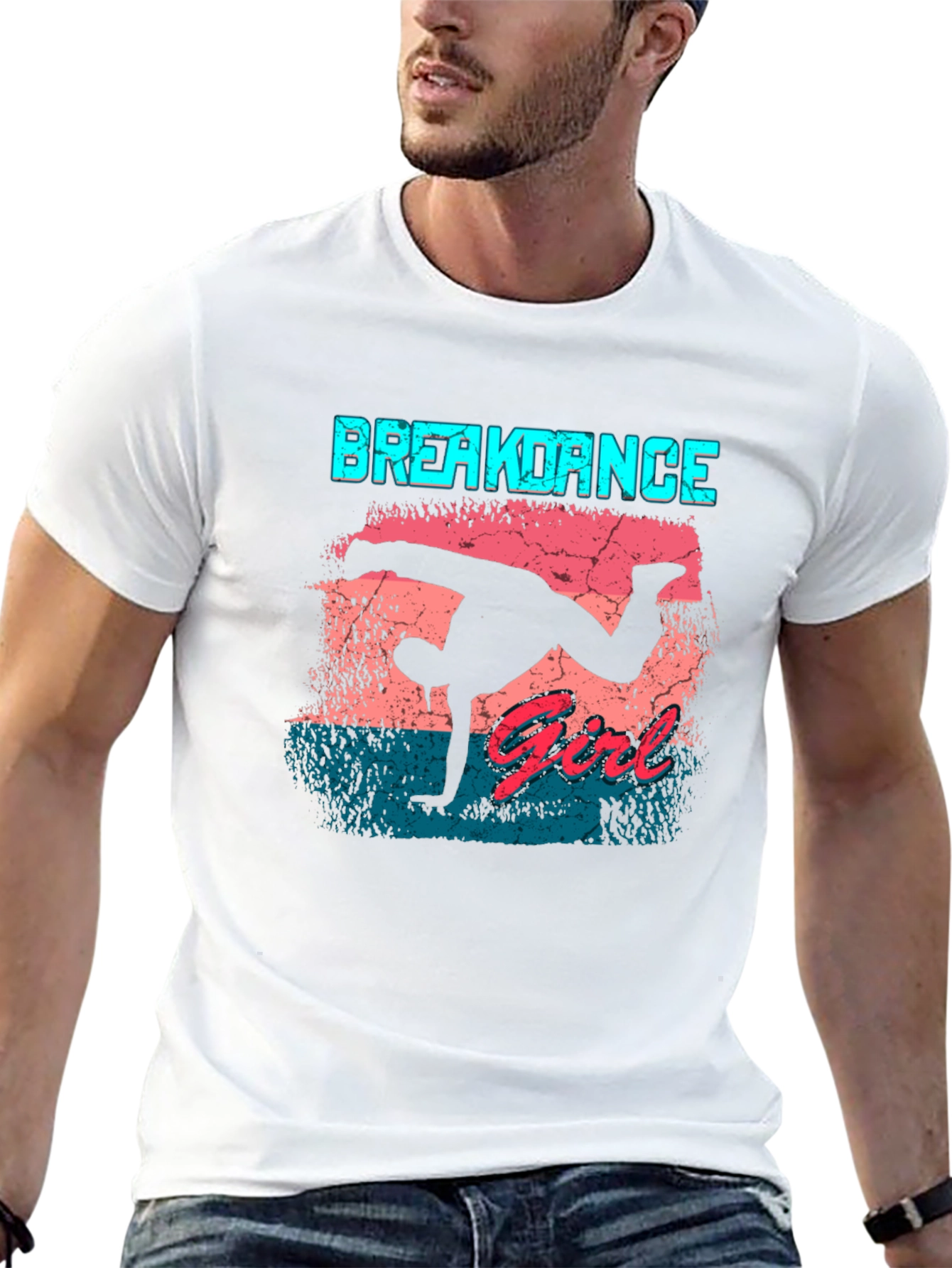 Breakdance Girl Graphic Tee - Black Cotton Casual