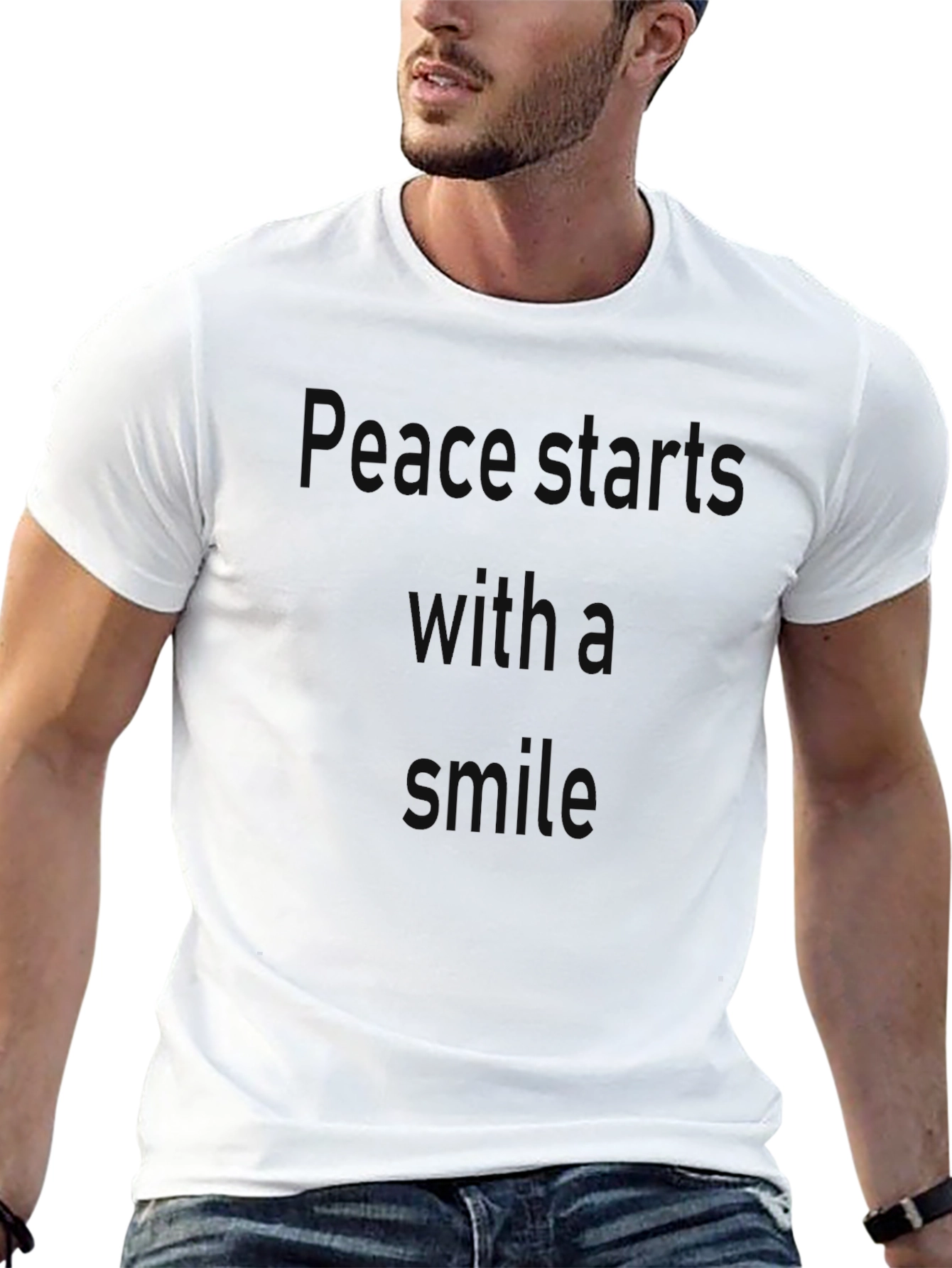 Peace Starts with A Smile Black T-Shirt