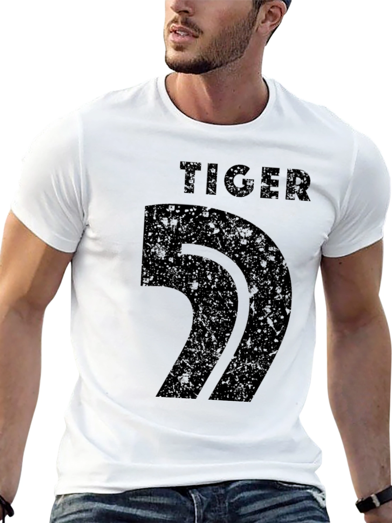 Tiger Number T-Shirt - Black Graphic Tee