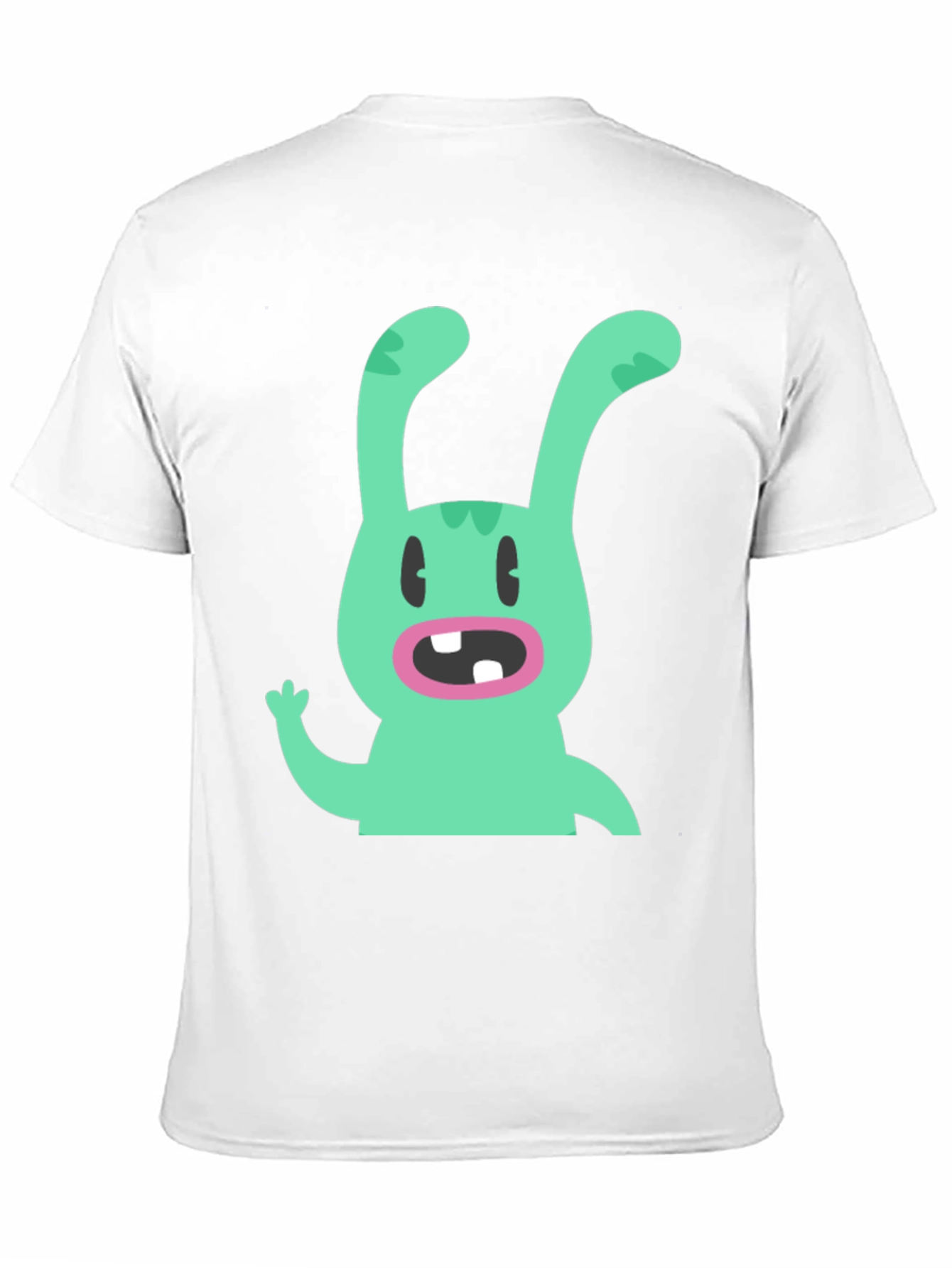 Cartoon Rabbit Graphic Tee - Black Cotton T-Shirt