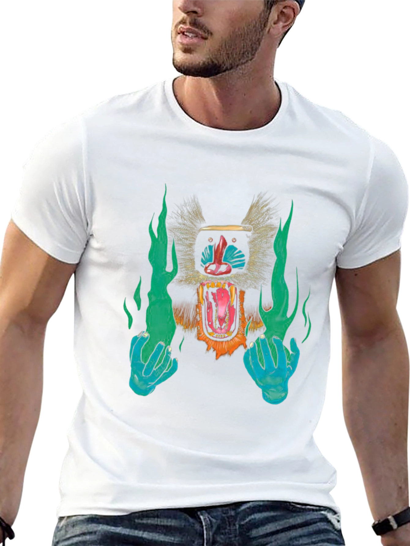Monkey Face Graphic Black T-Shirt