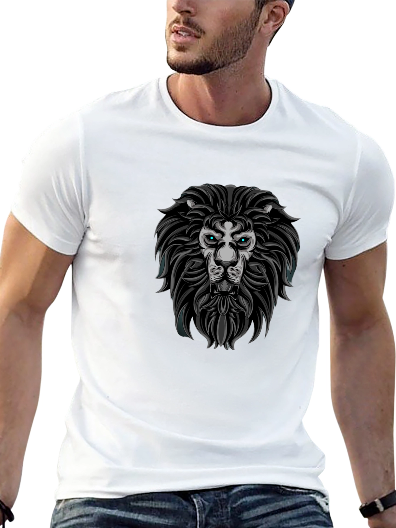 Lion Graphic Print Crew Neck T-Shirt