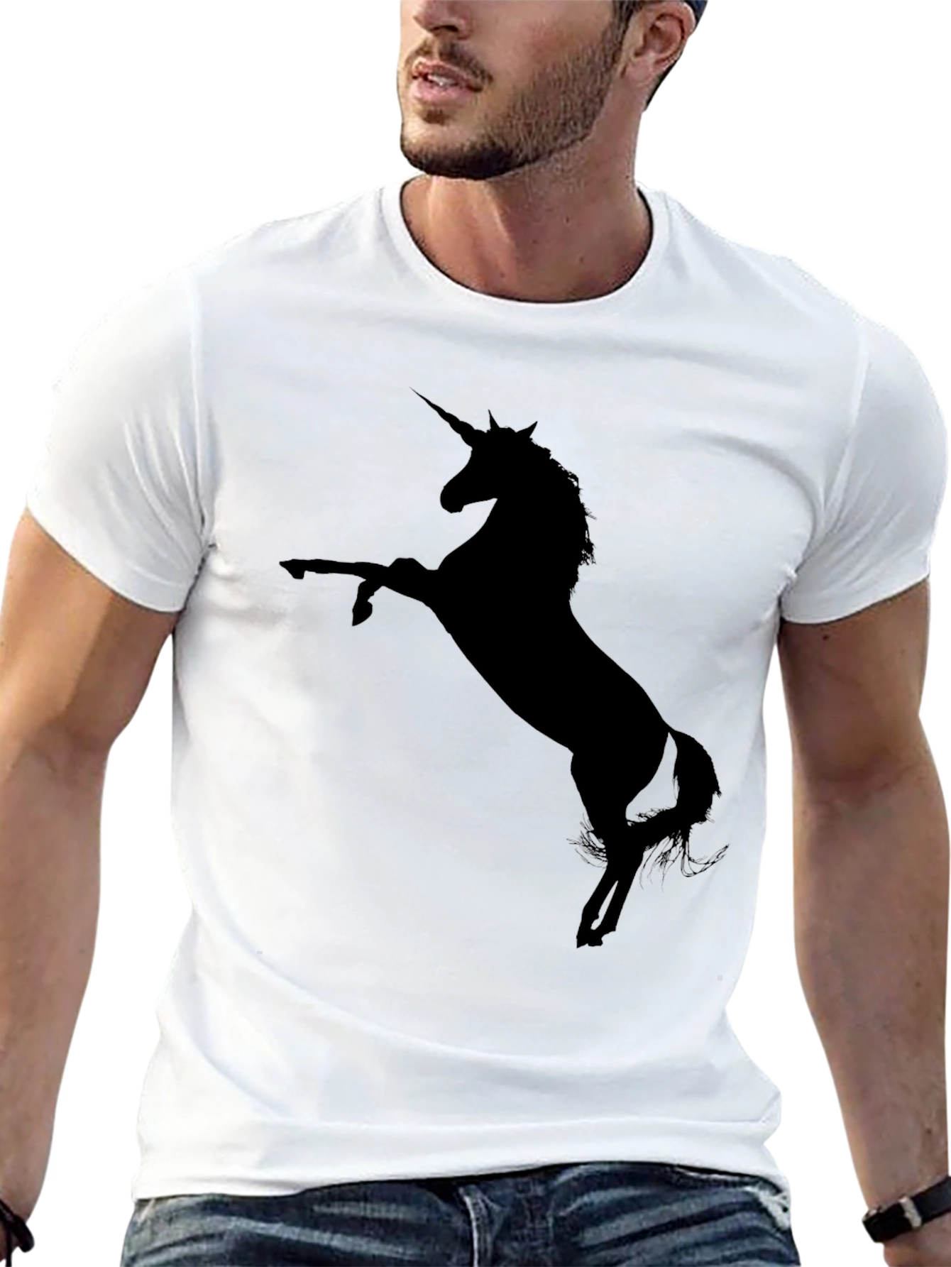 Unicorn Silhouette Graphic T-Shirt - Black