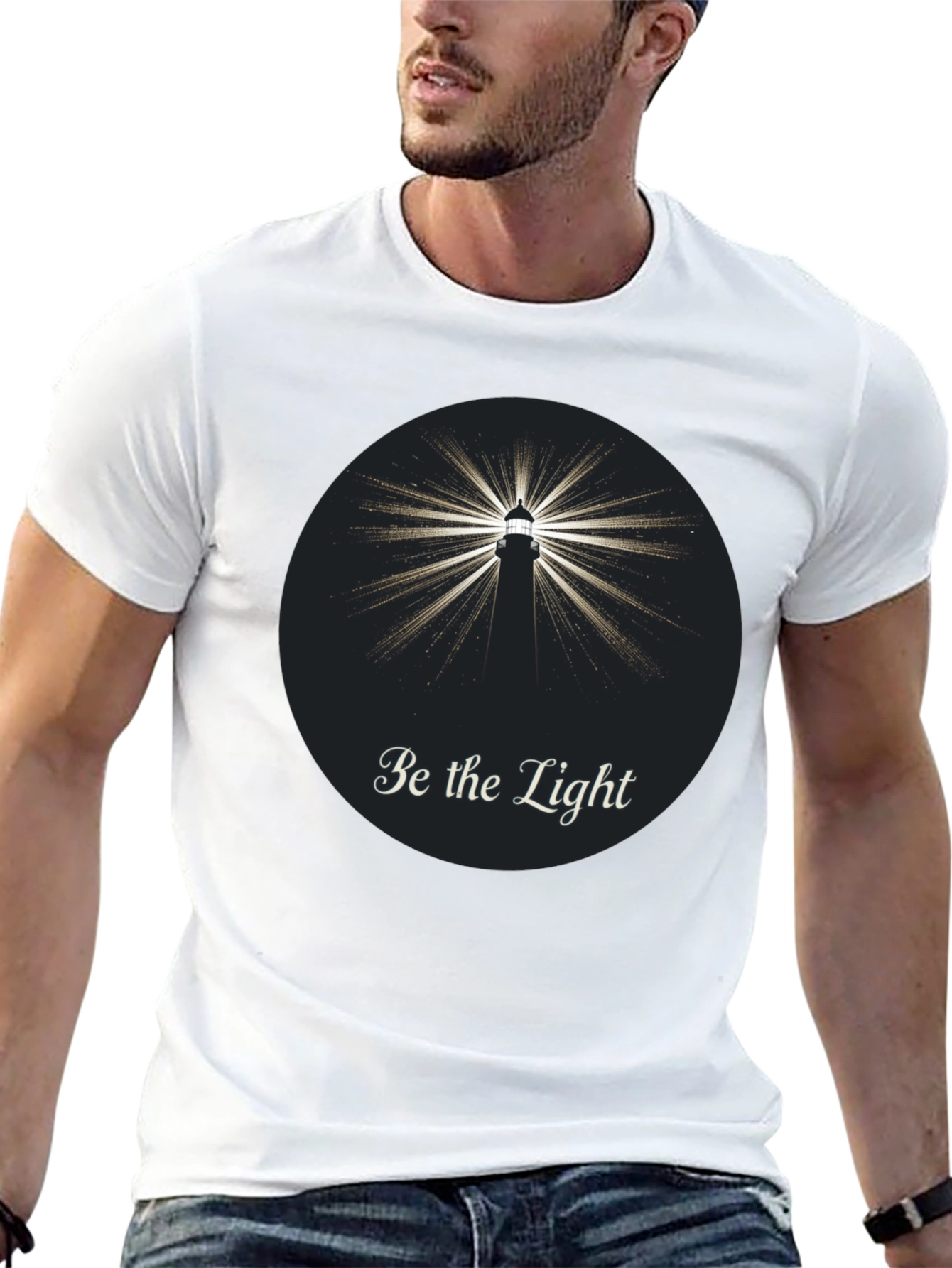 Be the Light Lighthouse Graphic Tee - Classic Black