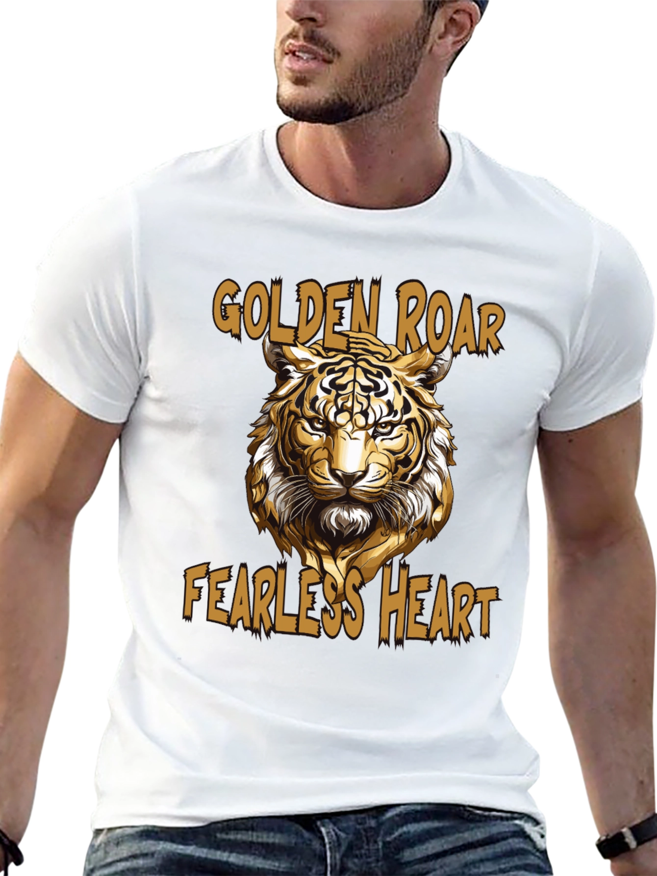Golden Roar Tiger Graphic Tee - Fearless Heart