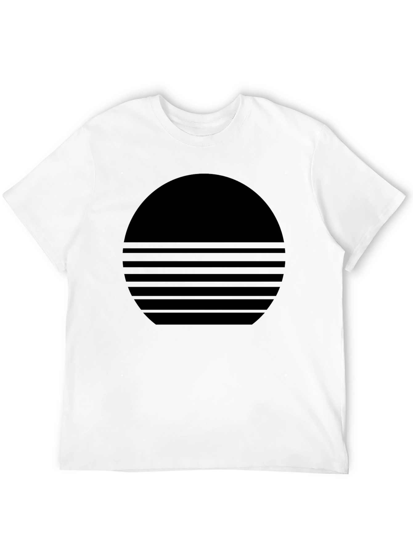 Modern Black Graphic Tee - Striped Circle Design