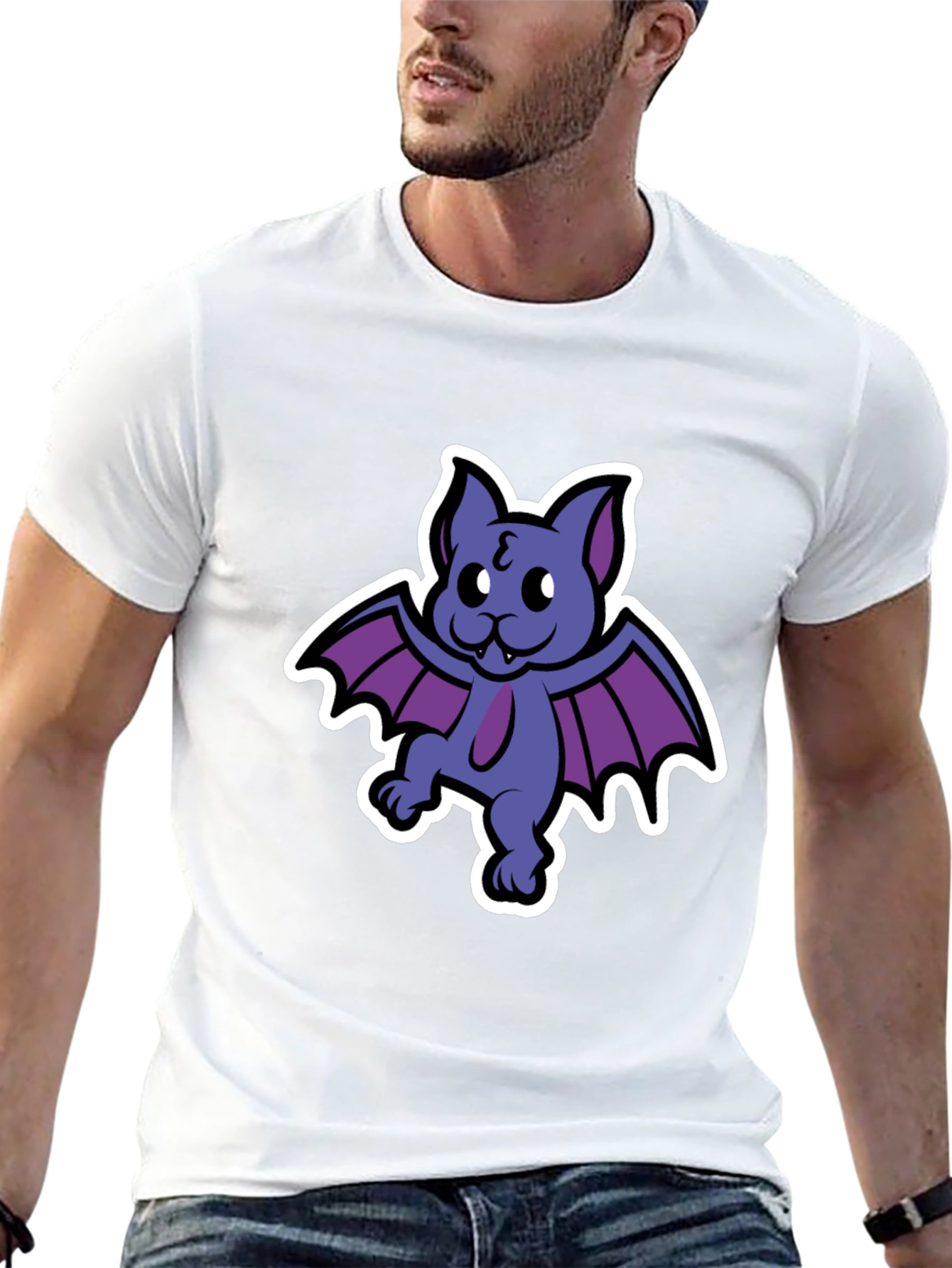 Cute Cartoon Bat Graphic T-Shirt